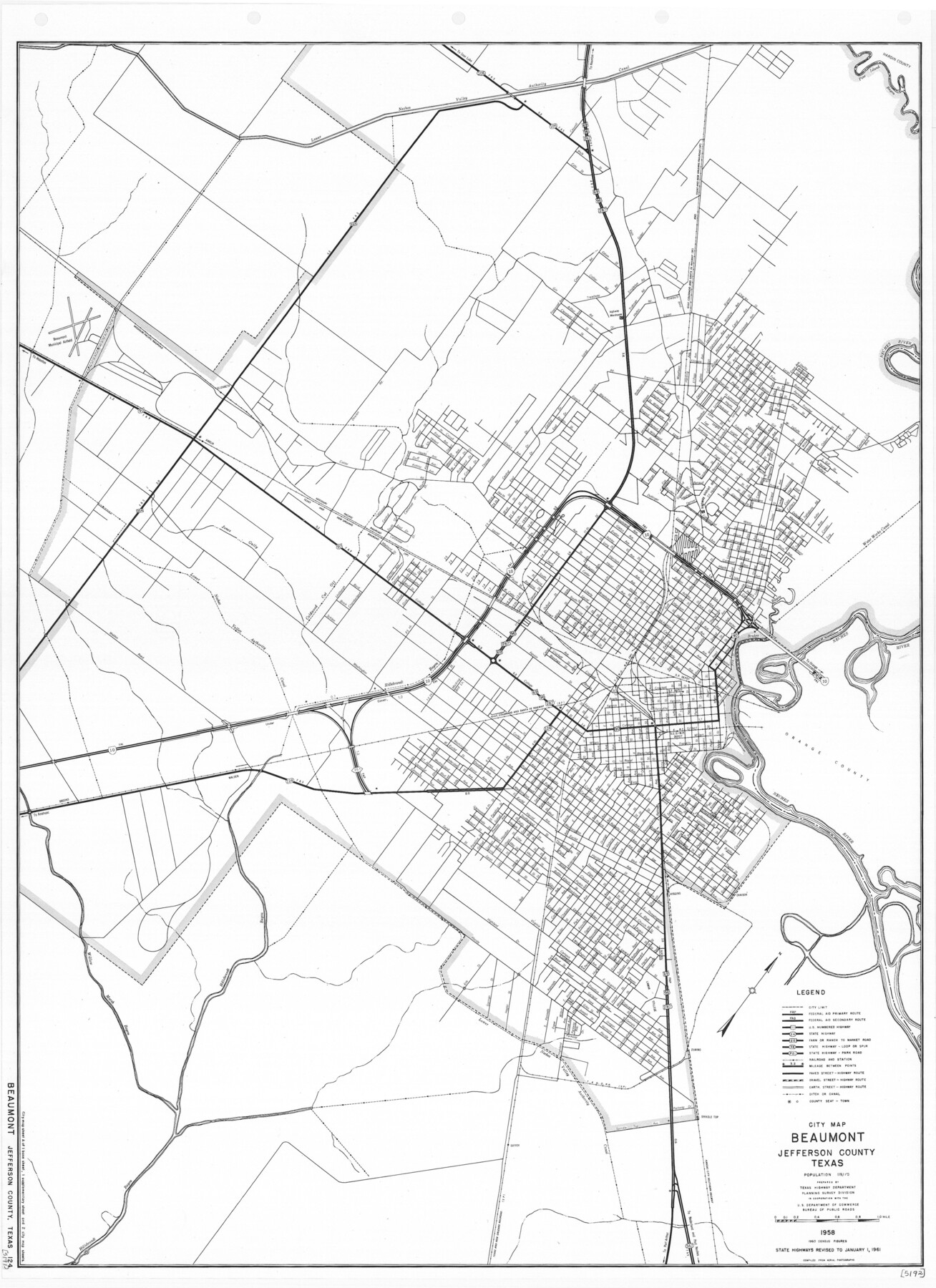 79539, General Highway Map.  Detail of Cities and Towns in Jefferson County, Texas.  City Map of Beaumont, Jefferson County, Texas, Texas State Library and Archives