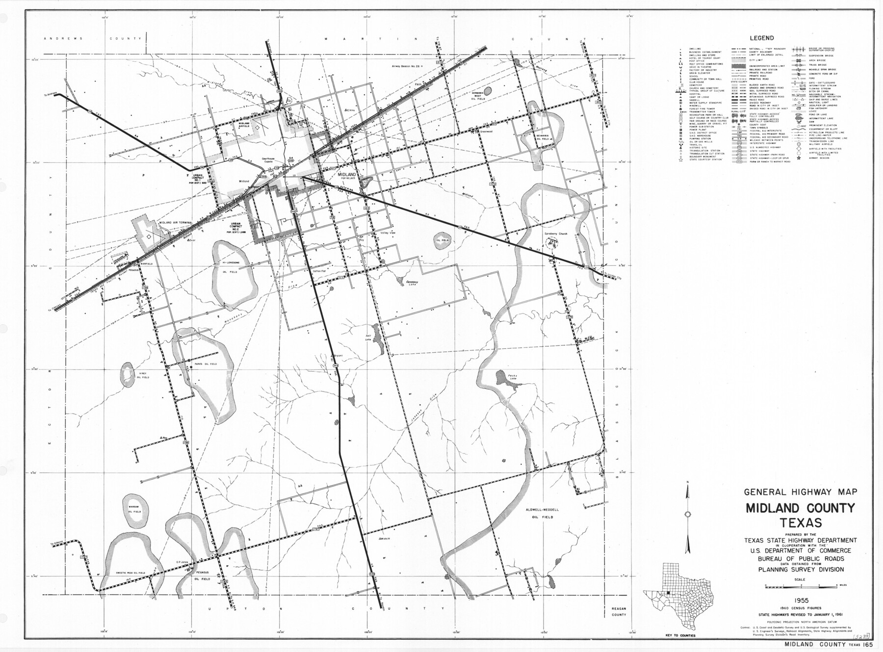 79596, General Highway Map, Midland County, Texas, Texas State Library and Archives