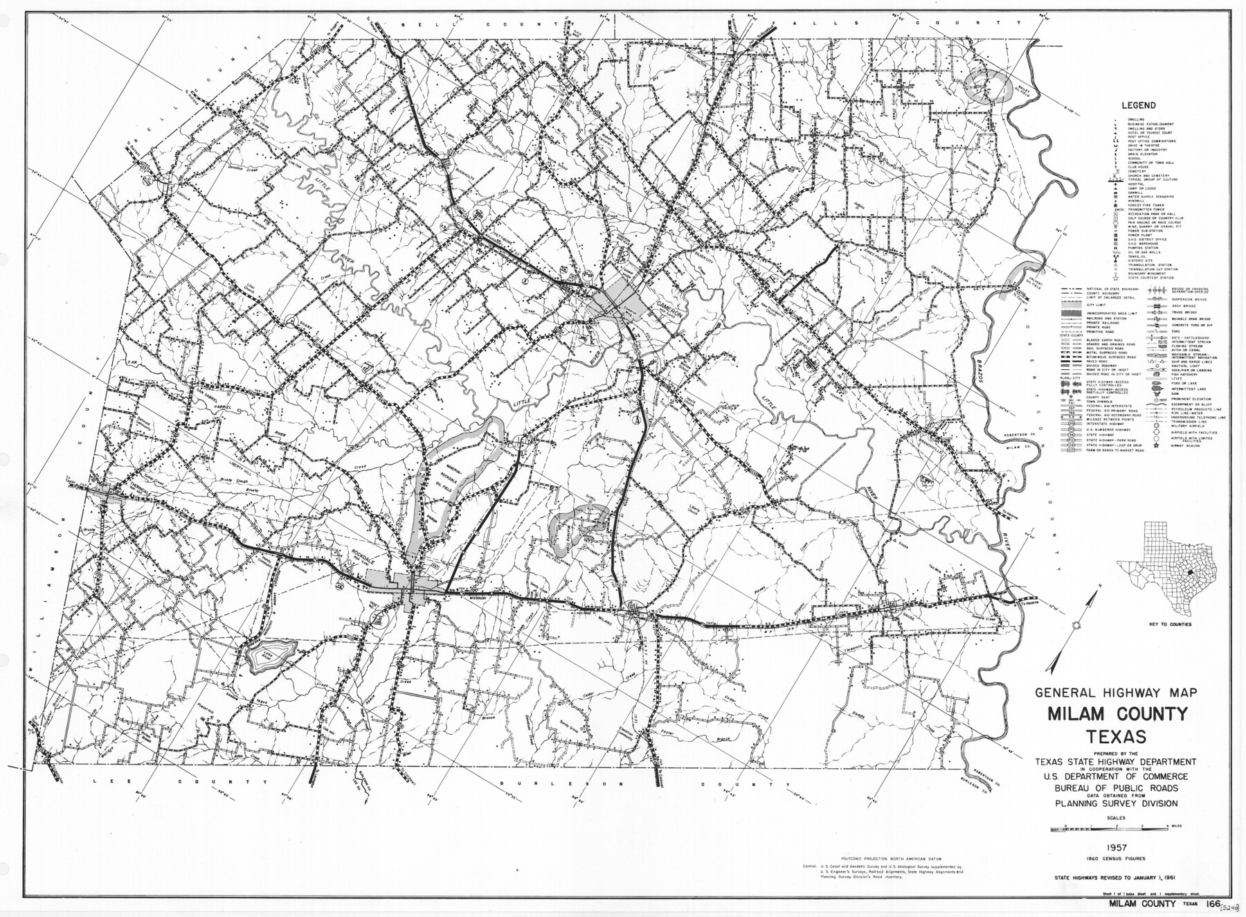 79597, General Highway Map, Milam County, Texas, Texas State Library and Archives