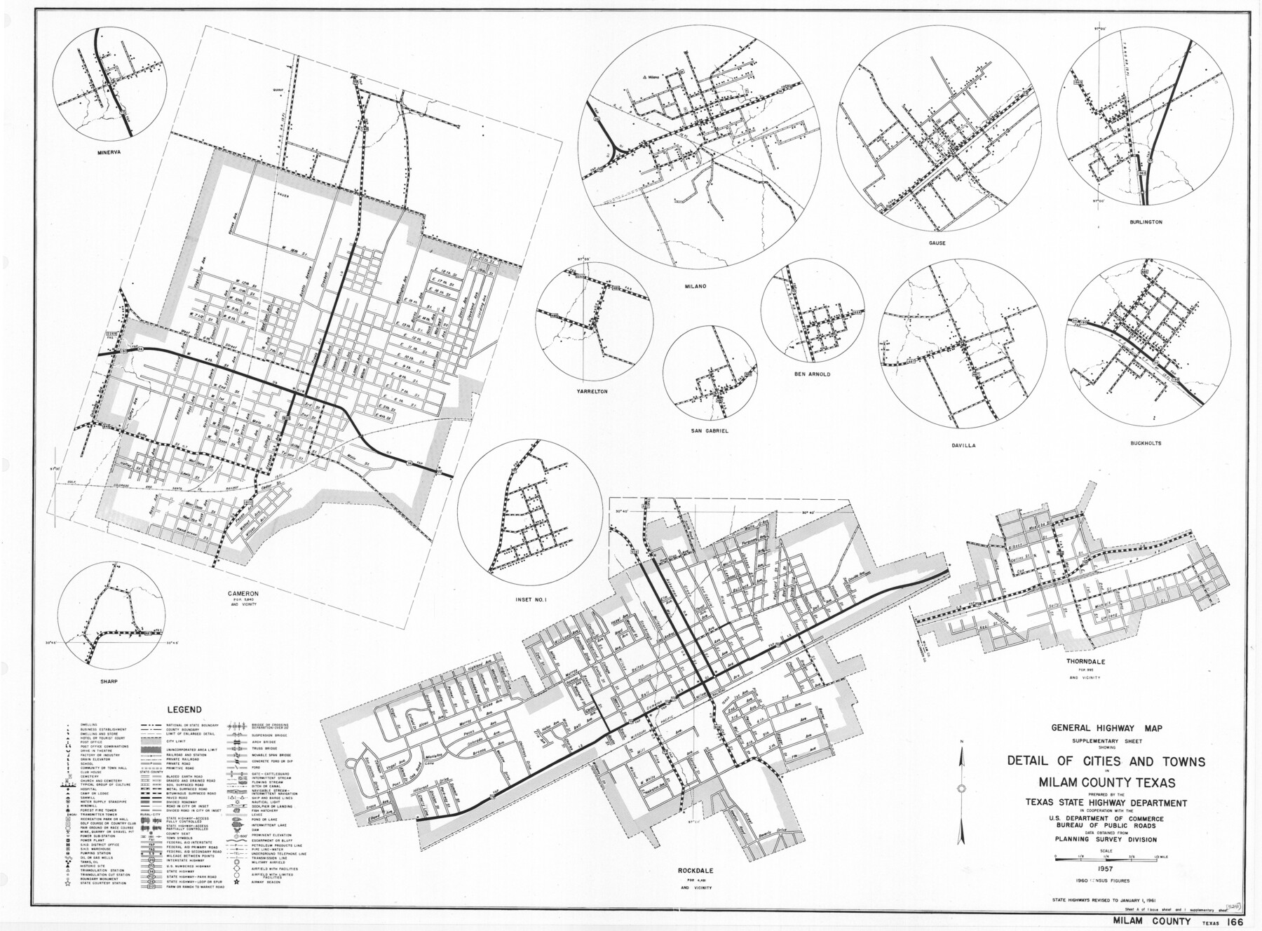 79598, General Highway Map.  Detail of Cities and Towns in Milam County, Texas  [Rockdale and Cameron and vicinities], Texas State Library and Archives