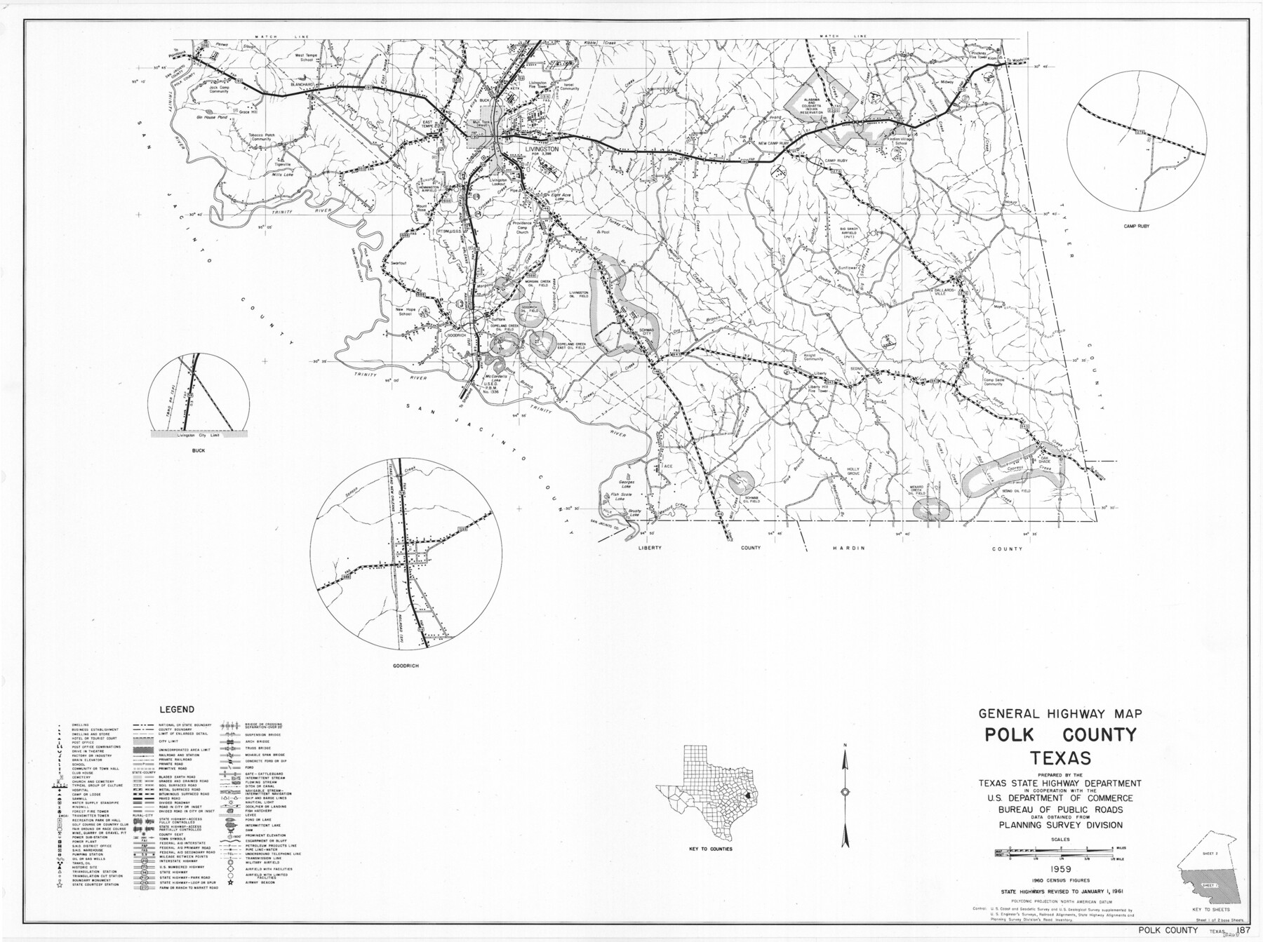 79629, General Highway Map, Polk County, Texas, Texas State Library and Archives