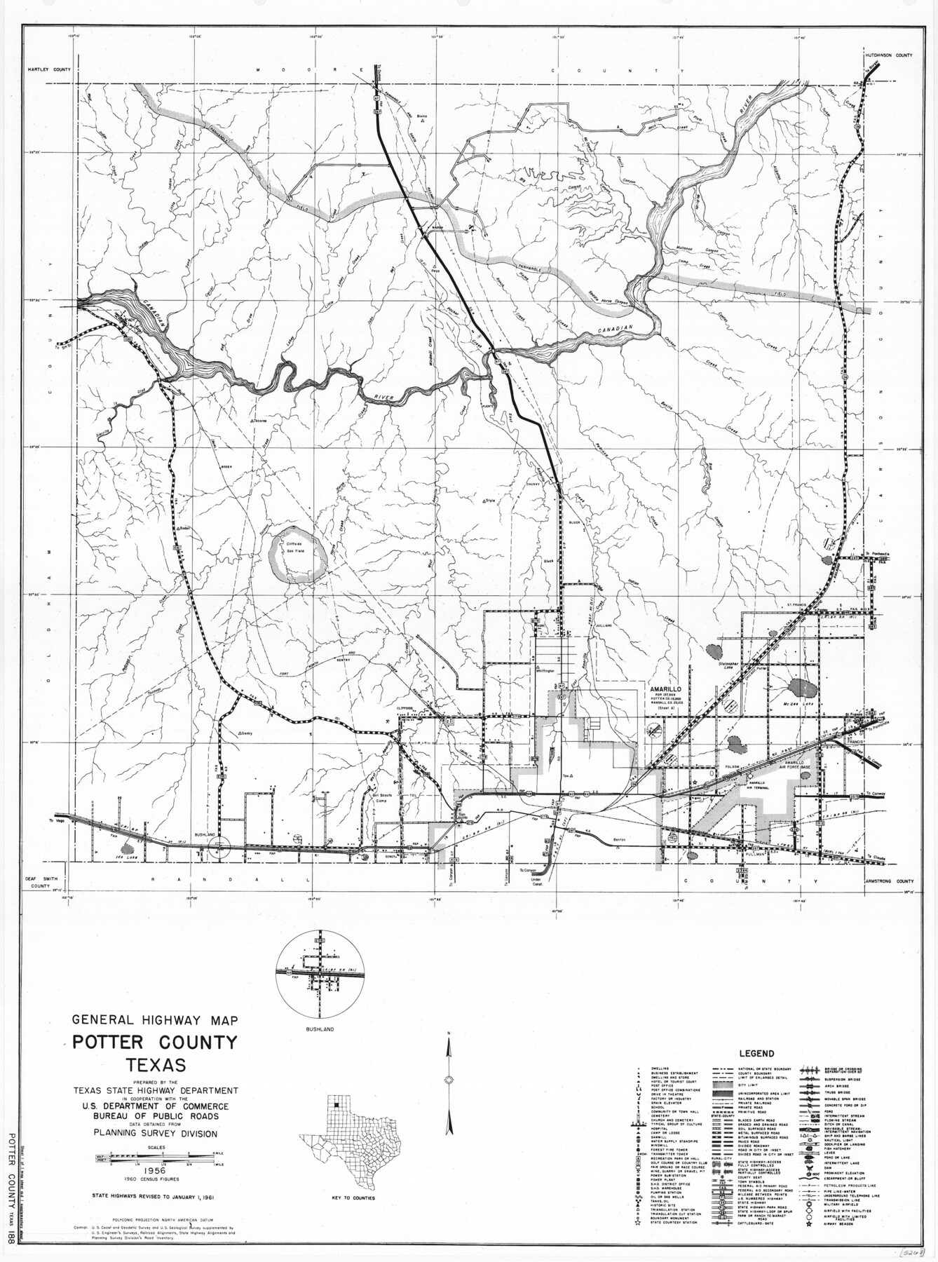 79631, General Highway Map, Potter County, Texas, Texas State Library and Archives