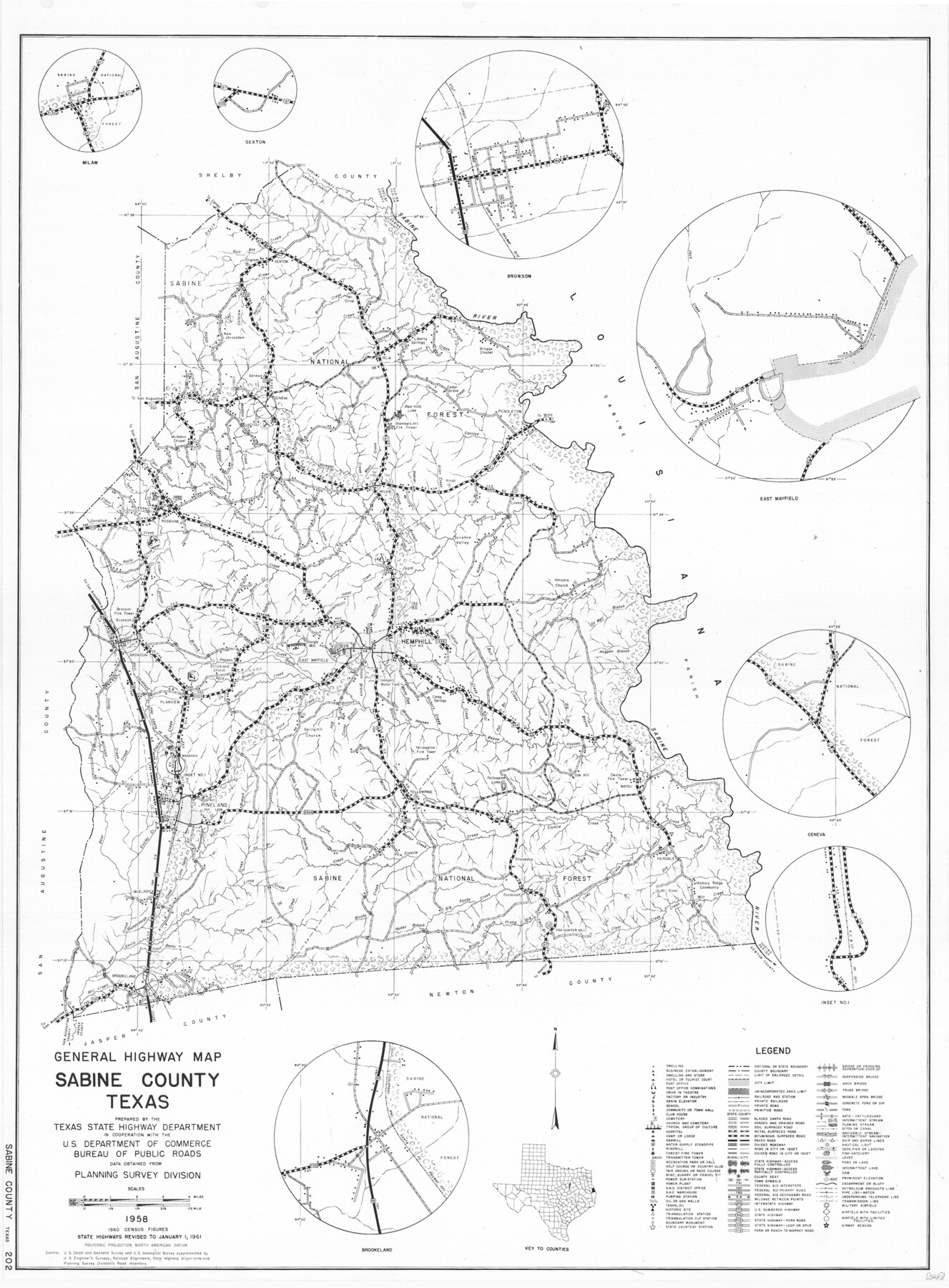 79644, General Highway Map, Sabine County, Texas, Texas State Library and Archives