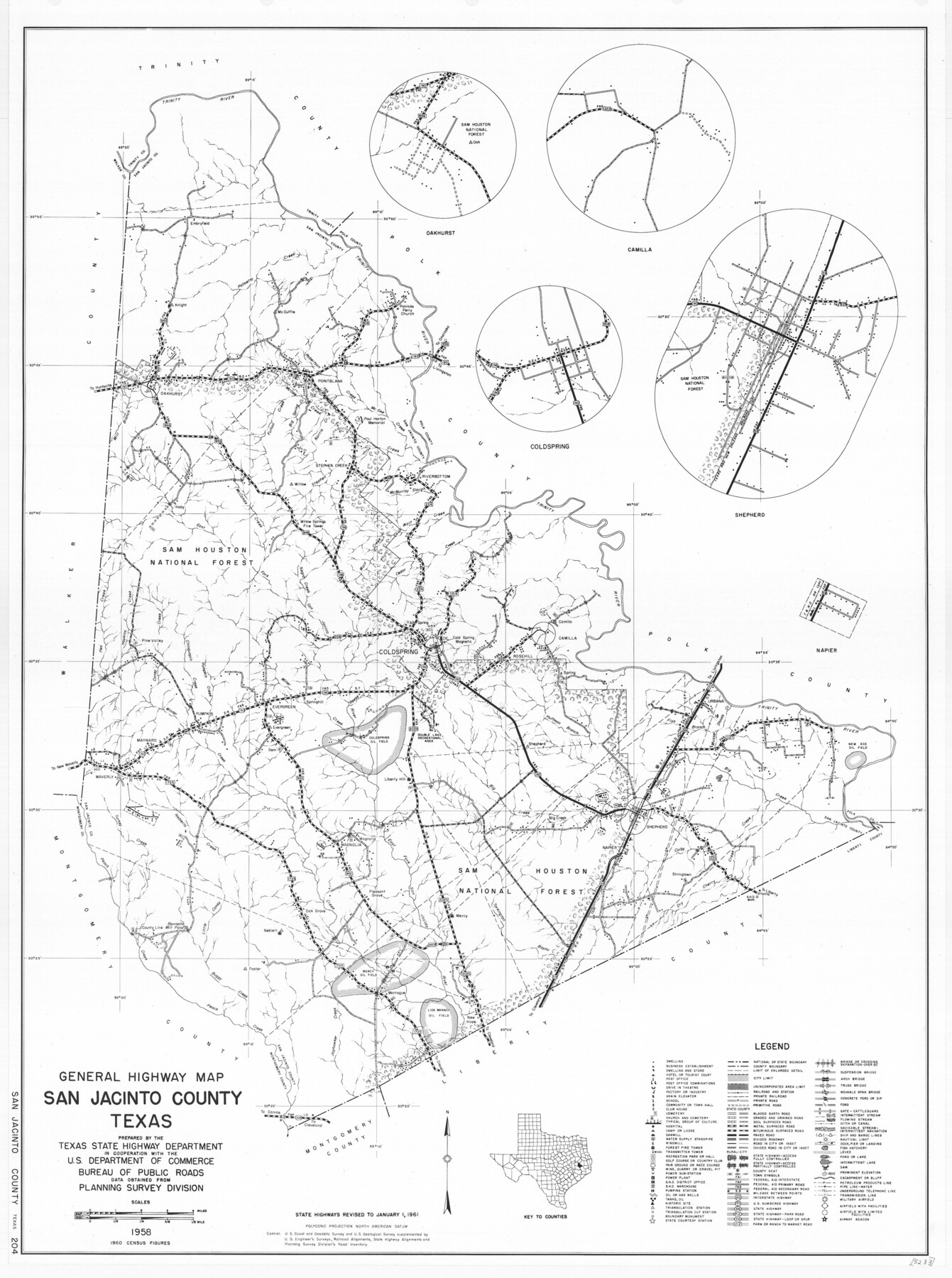 79646, General Highway Map, San Jacinto County, Texas, Texas State Library and Archives