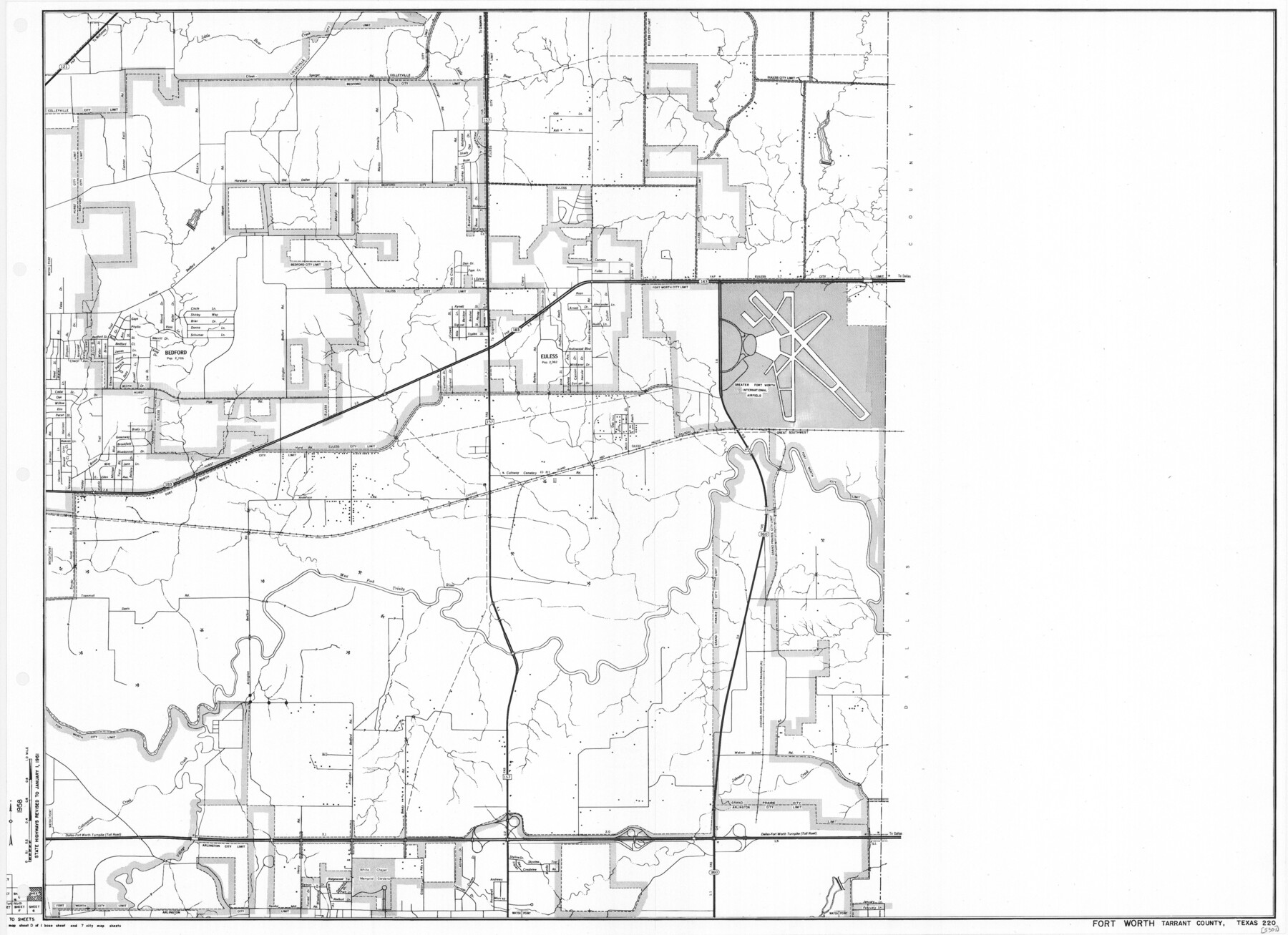 79668, General Highway Map.  Detail of Cities and Towns in Tarrant County, Texas.  City Map, Fort Worth and vicinity, Tarrant County, Texas, Texas State Library and Archives