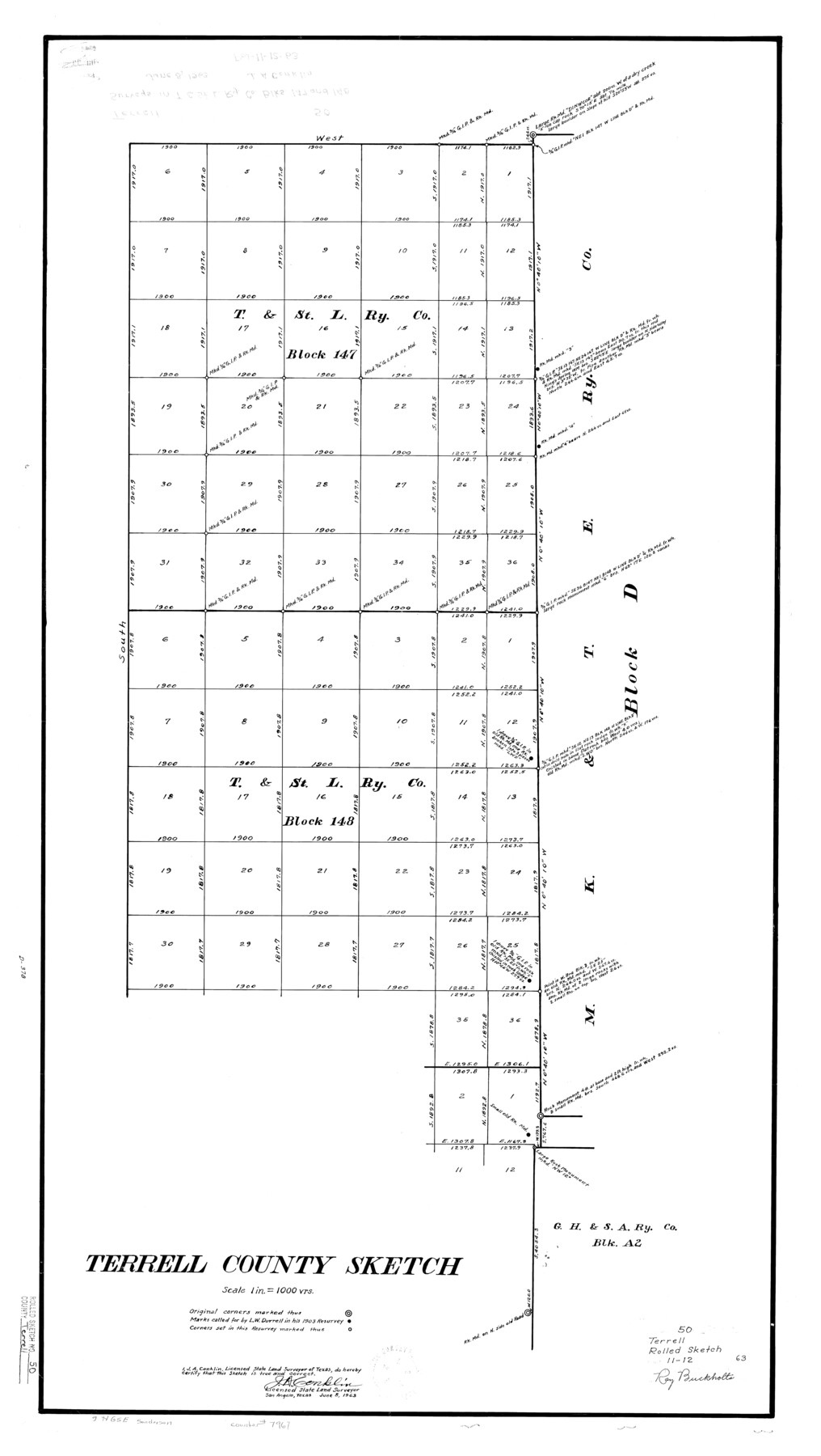 7967, Terrell County Rolled Sketch 50, General Map Collection