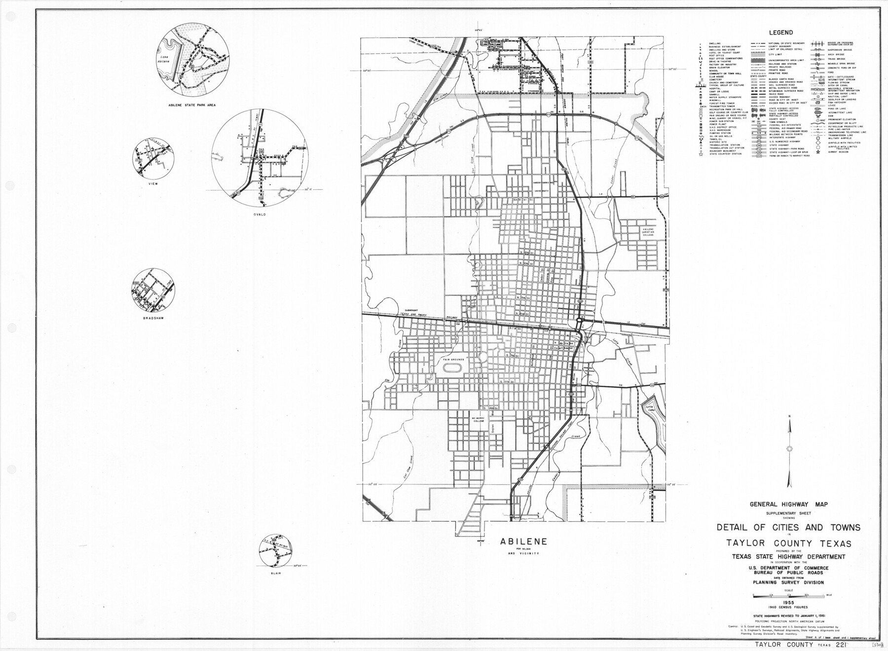 79673, General Highway Map.  Detail of Cities and Towns in Taylor County, Texas  [Abilene and vicinity], Texas State Library and Archives