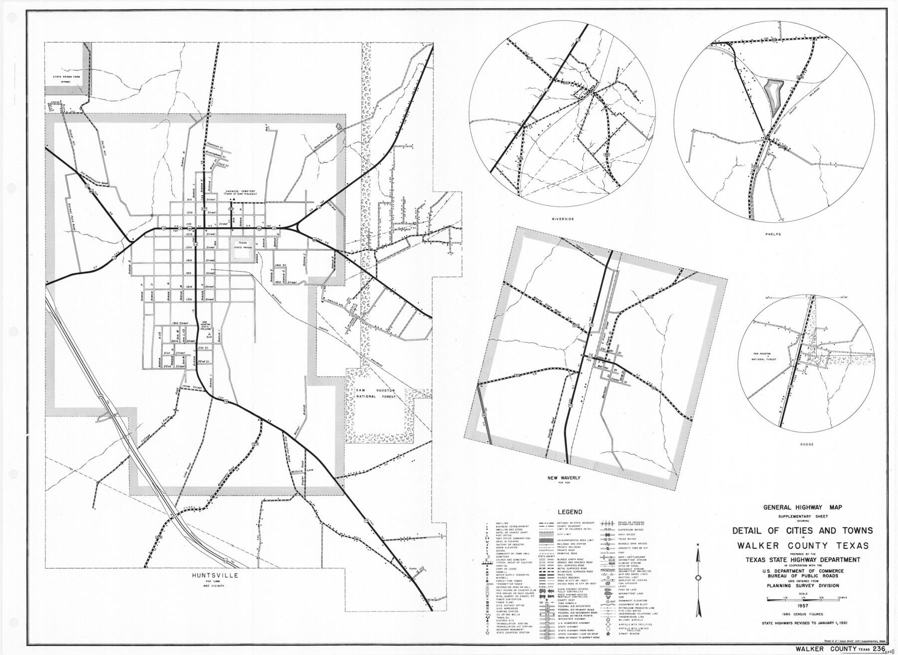 79699, General Highway Map.  Detail of Cities and Towns in Walker County, Texas  [Huntsville and vicinity], Texas State Library and Archives