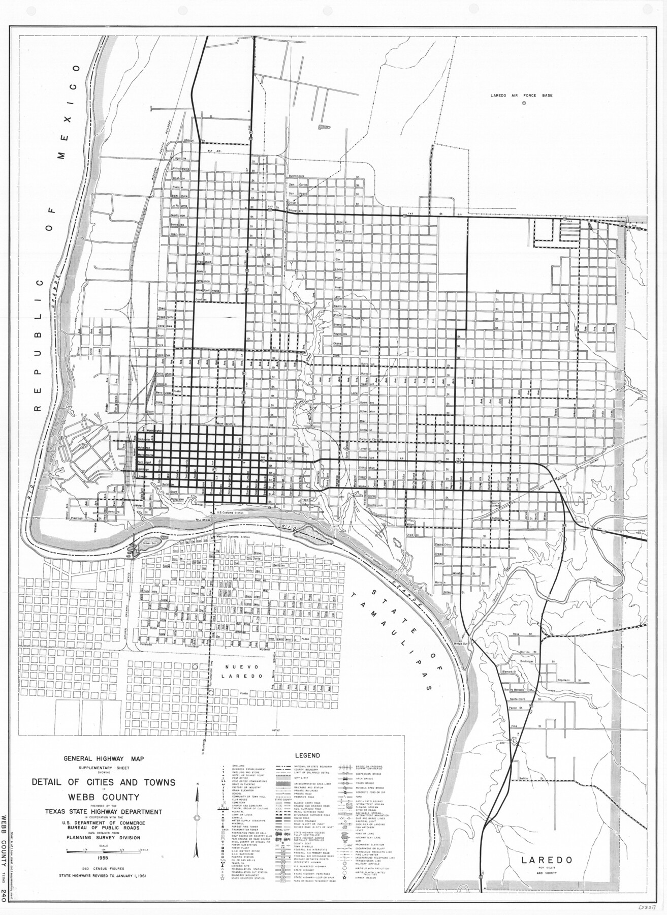 79705, General Highway Map.  Detail of Cities and Towns in Webb County, Texas  [Laredo and vicinity], Texas State Library and Archives