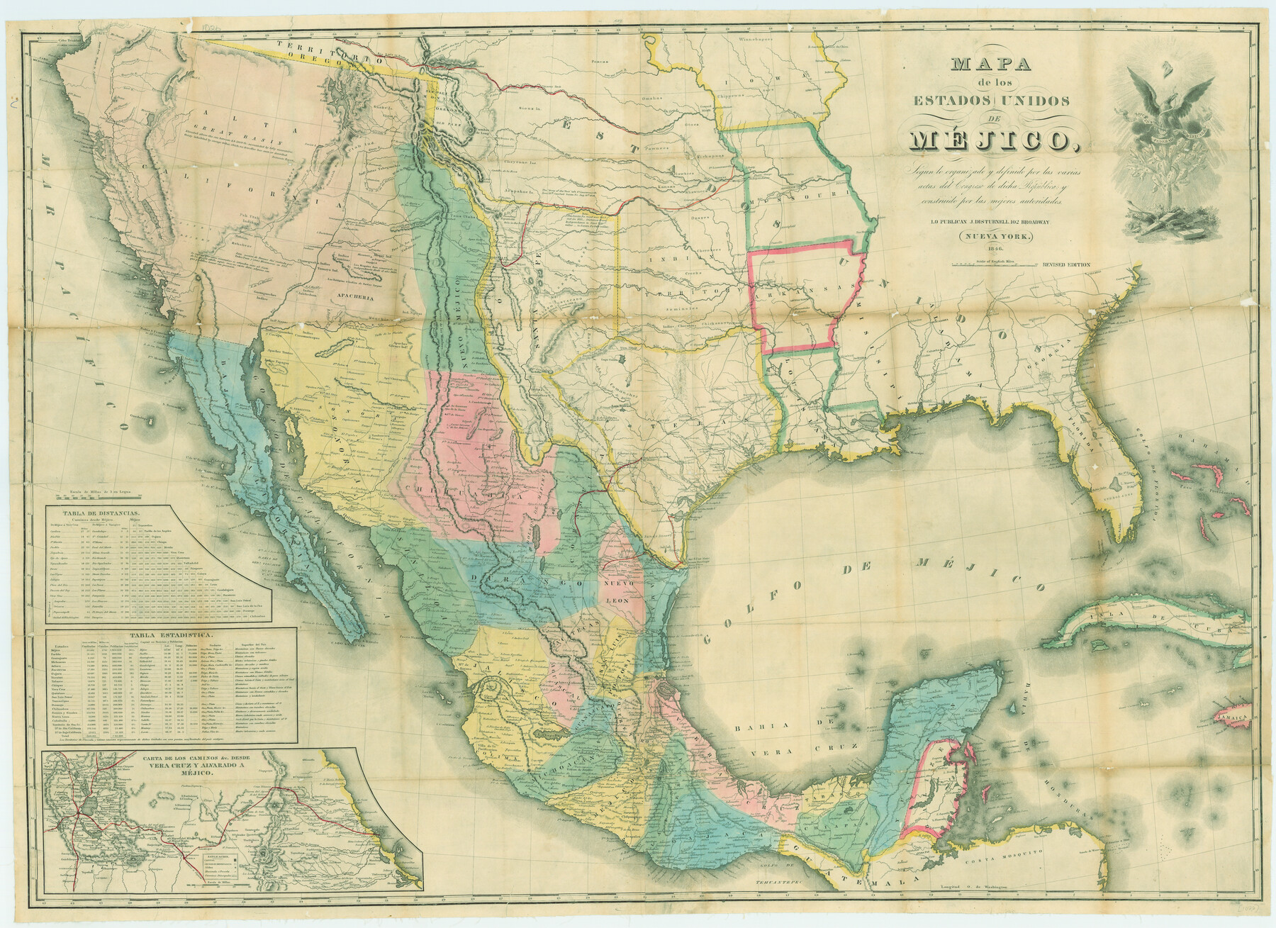 79727, Mapa de los Estados Unidos de Méjico, Segun lo organizado y definido por las varias actas del Congreso de dicha Republica: y construido por las mejores autoridades, Texas State Library and Archives