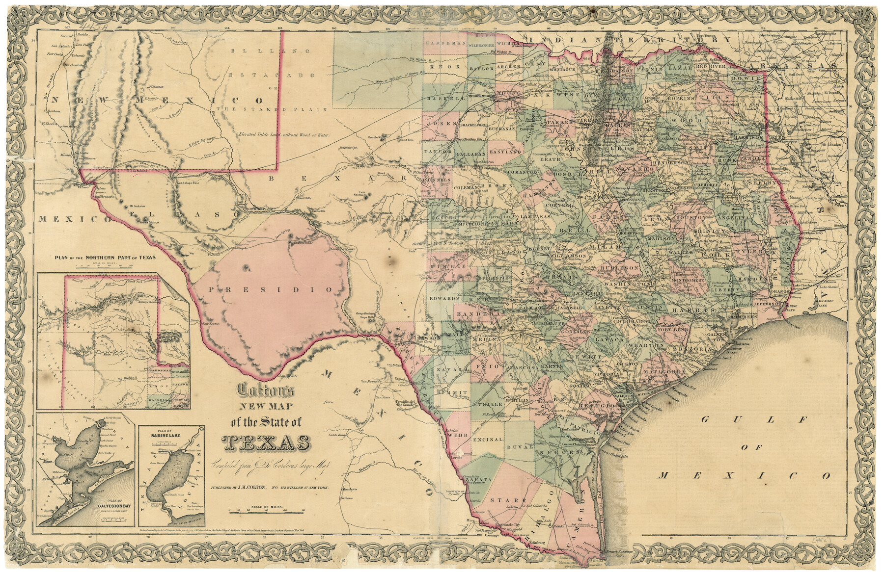 79736, Colton's New Map of the State of Texas Compiled from J. DeCordova's large Map, Texas State Library and Archives