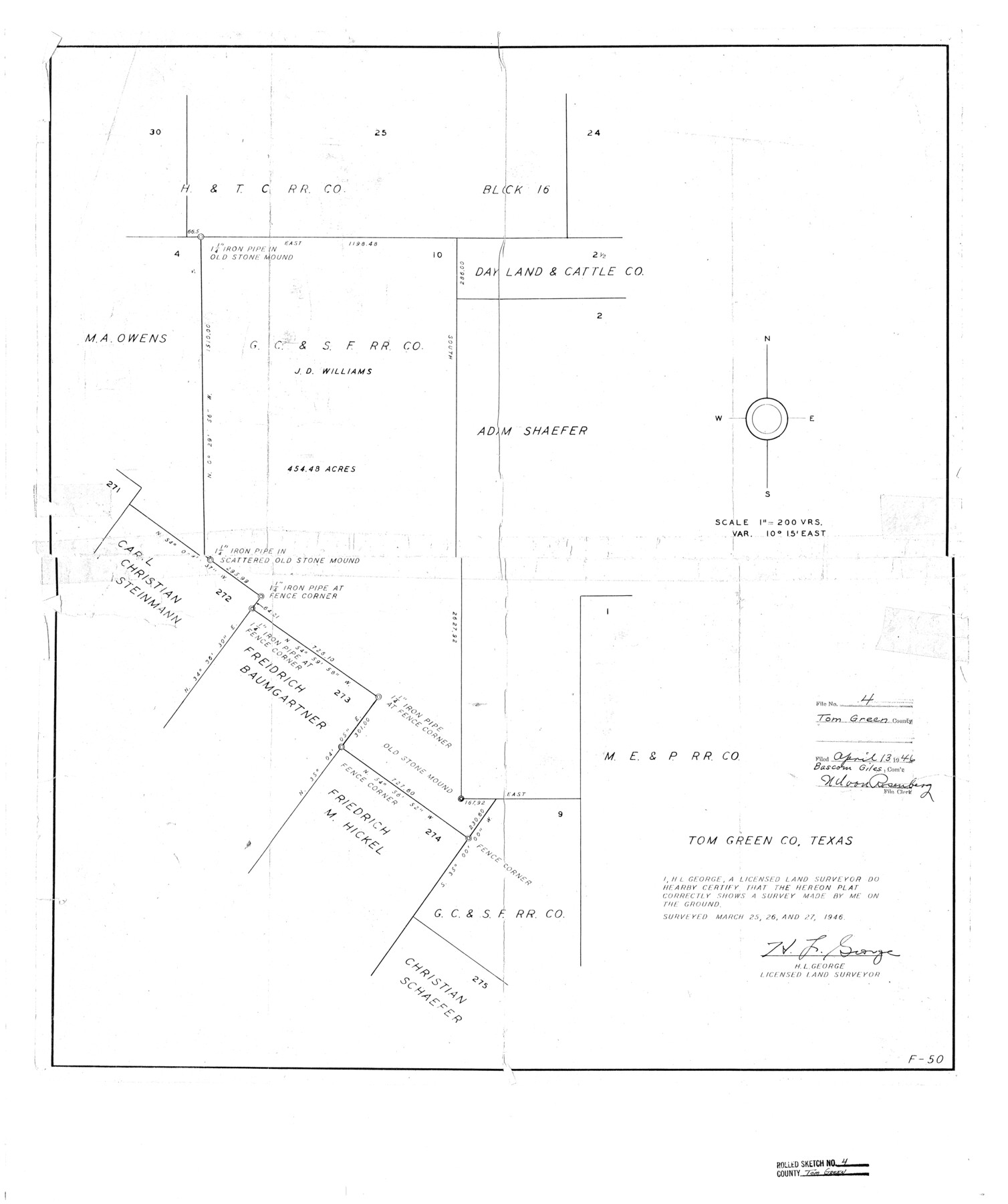 7994, Tom Green County Rolled Sketch 4, General Map Collection