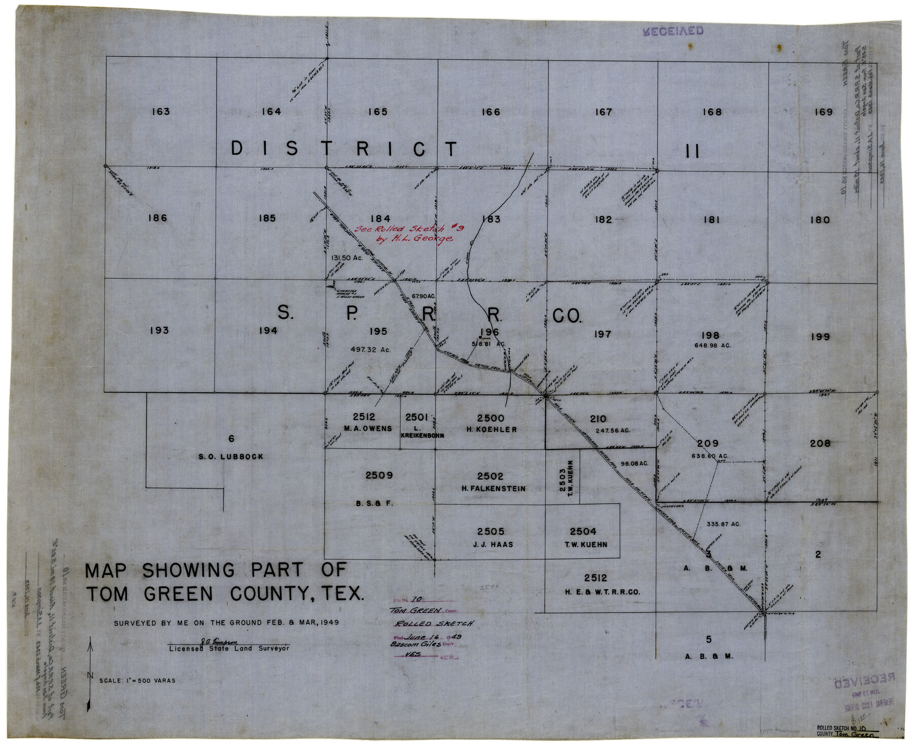 7997, Tom Green County Rolled Sketch 10, General Map Collection

