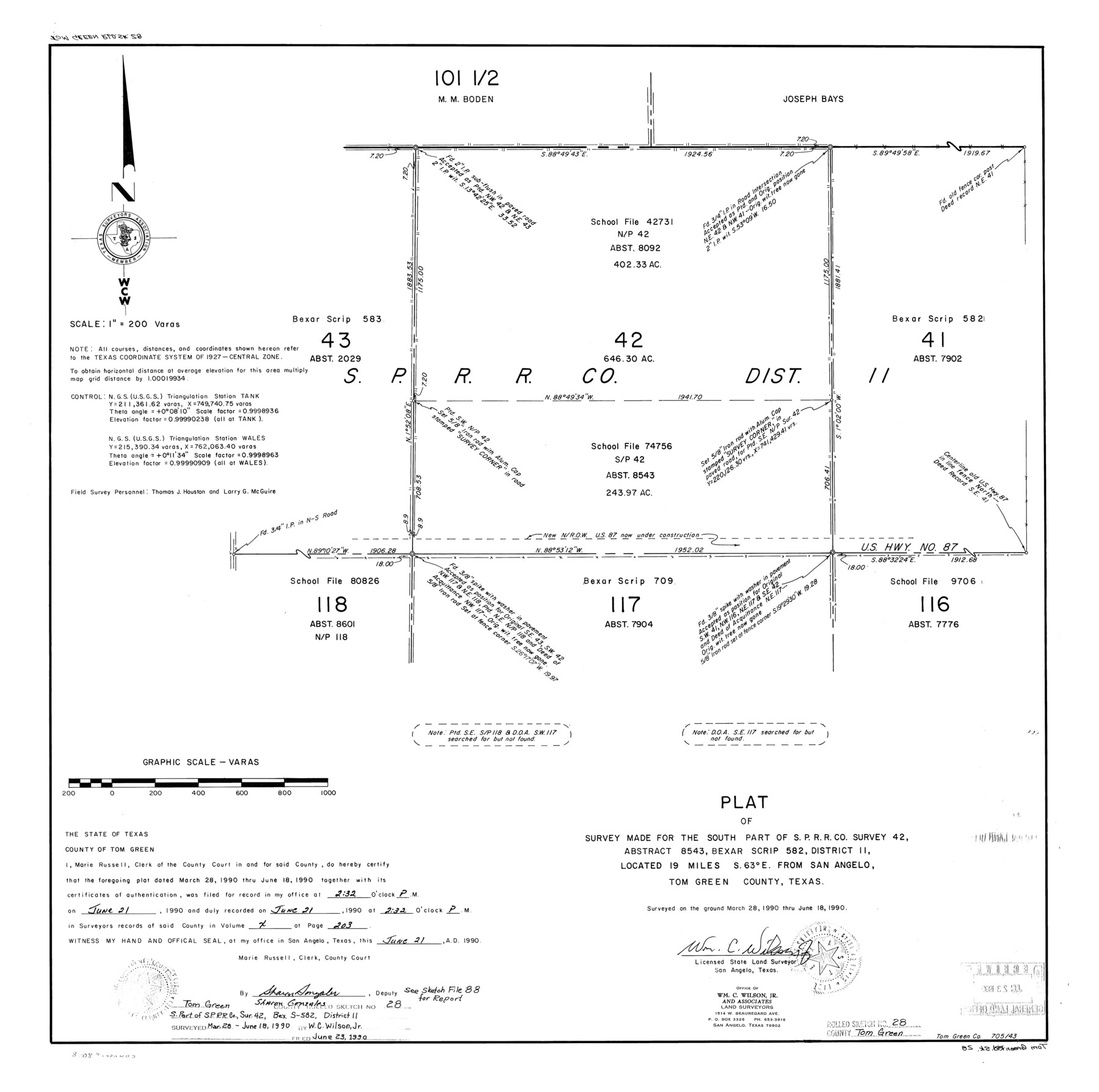 8008, Tom Green County Rolled Sketch 28, General Map Collection