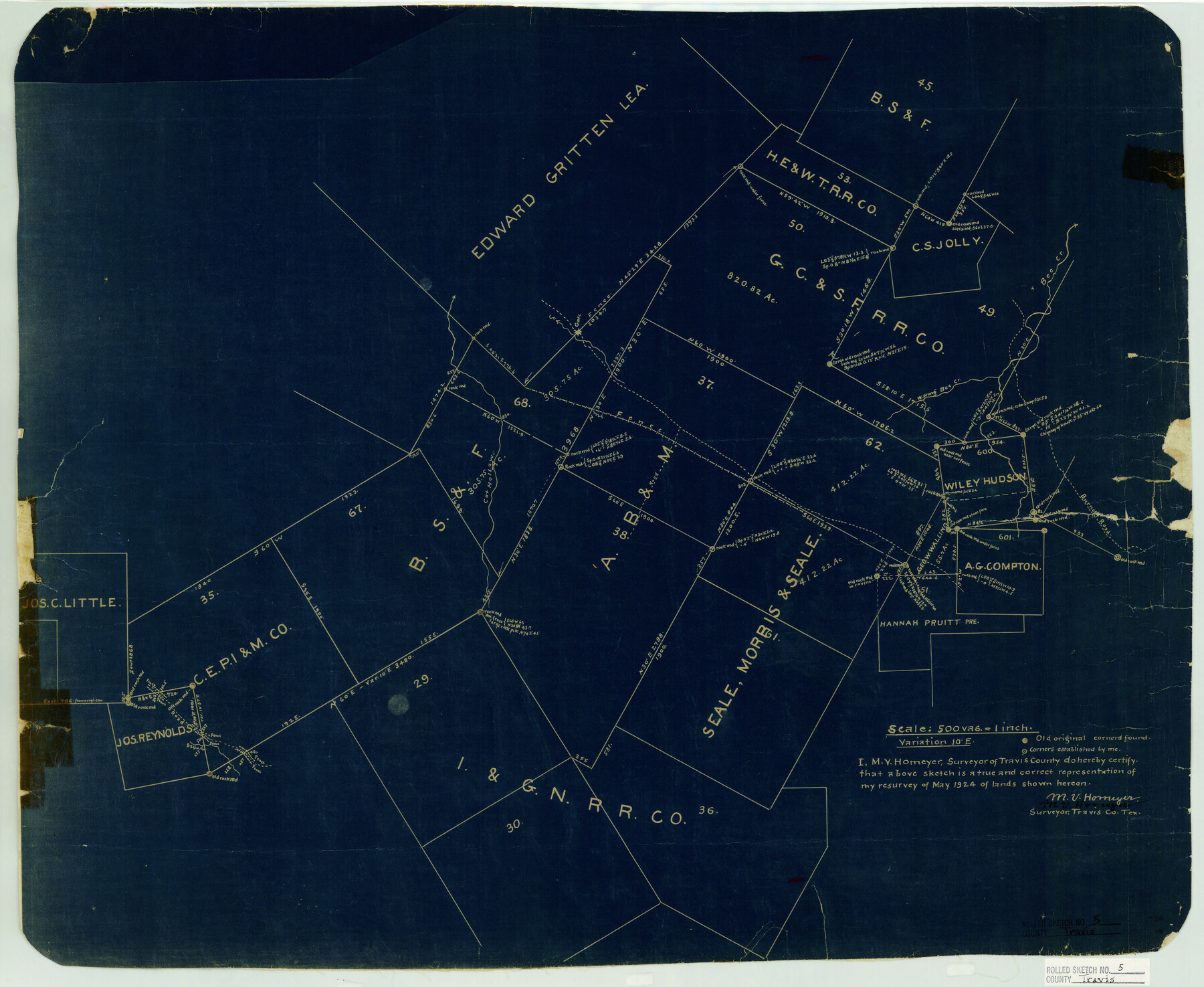 8011, Travis County Rolled Sketch 5, General Map Collection