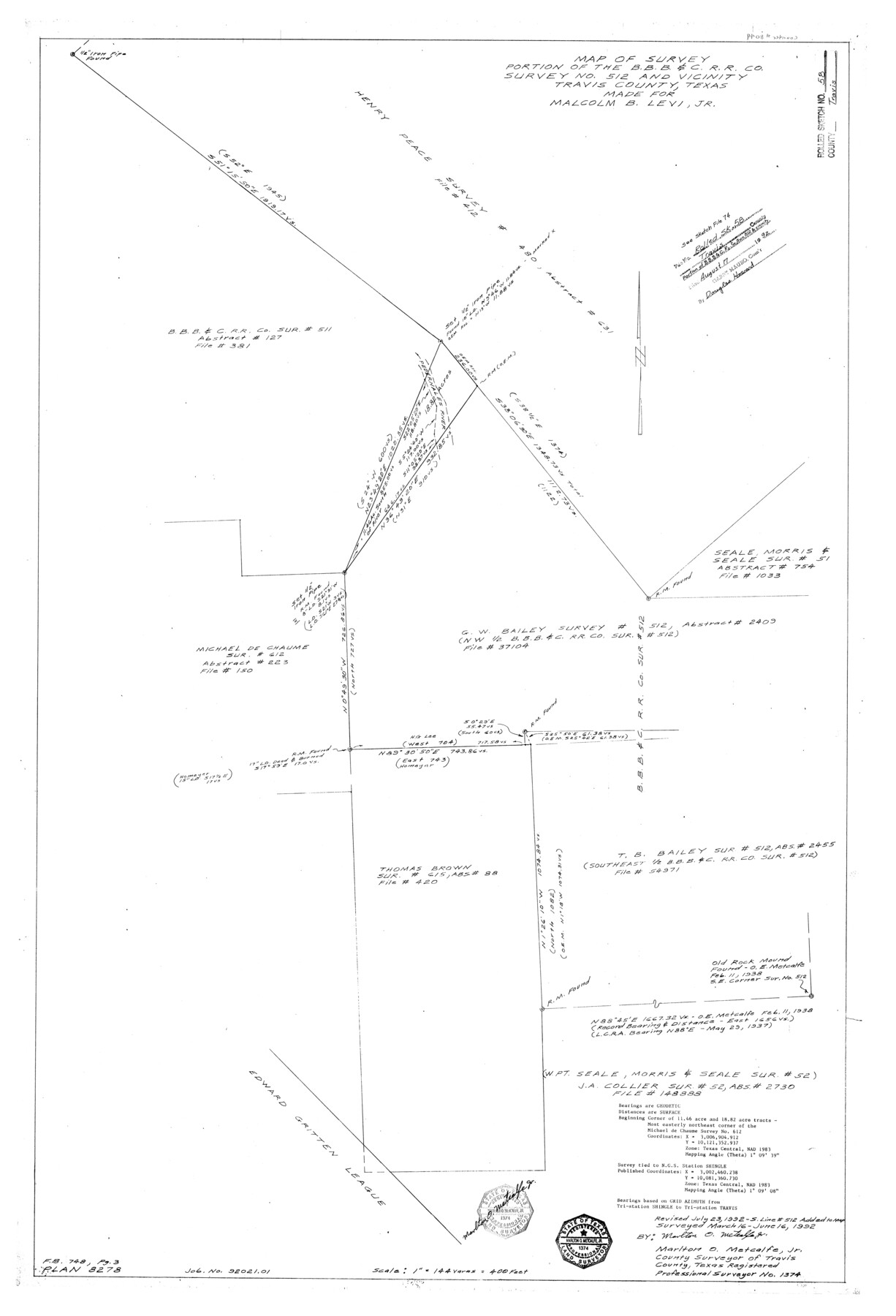 8049, Travis County Rolled Sketch 58, General Map Collection