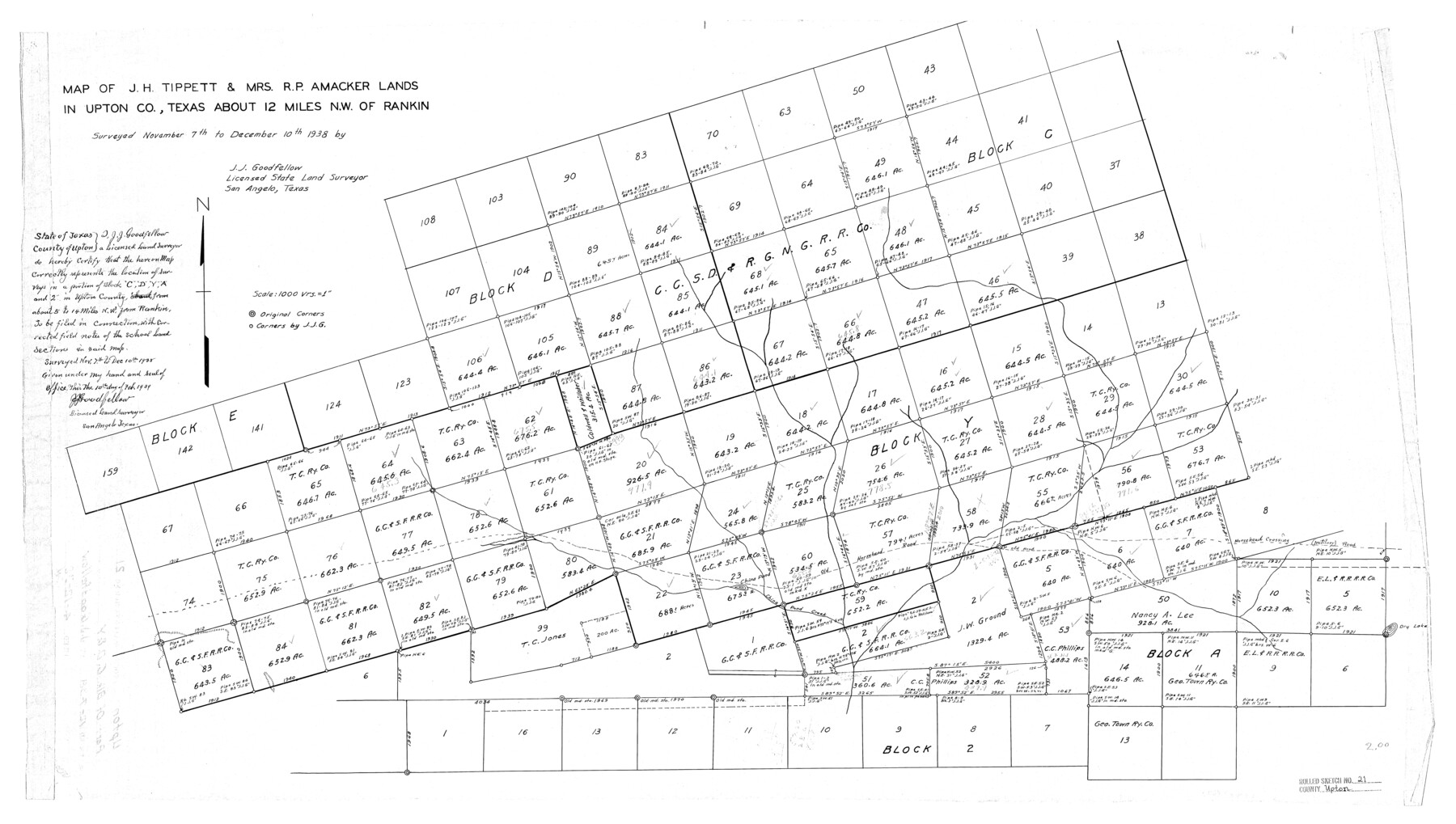 8072, Upton County Rolled Sketch 21, General Map Collection