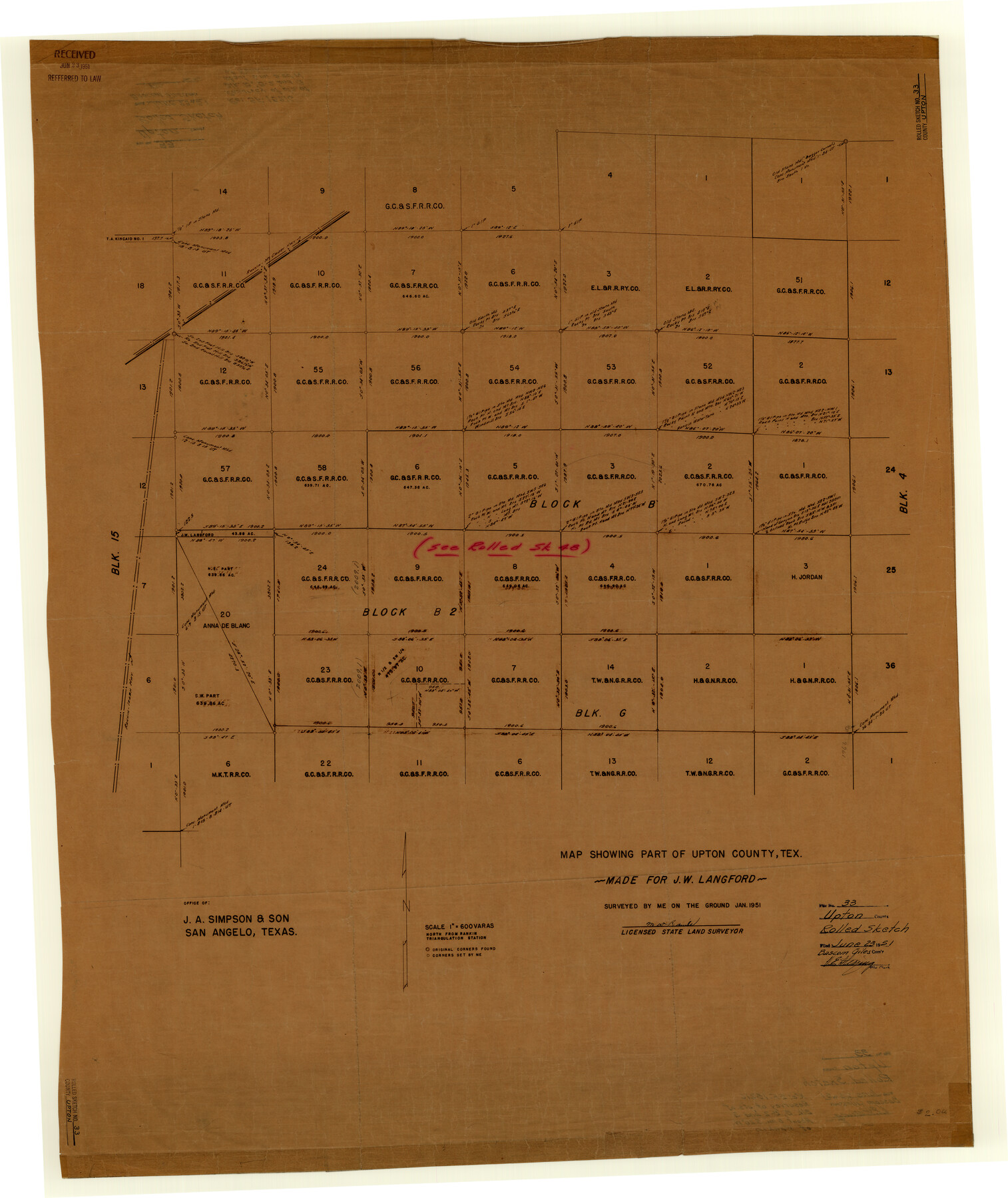 8076, Upton County Rolled Sketch 33, General Map Collection