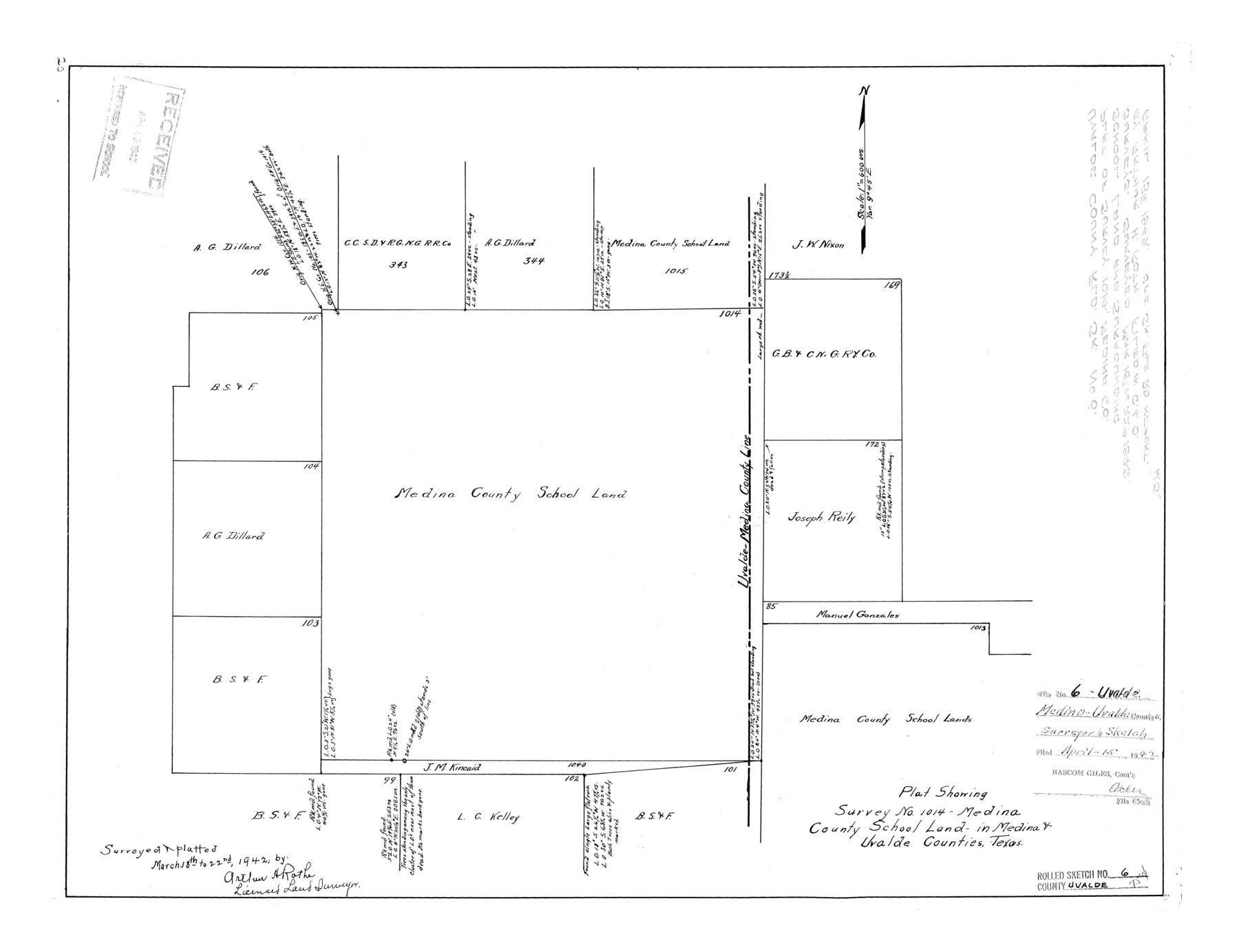 8091, Uvalde County Rolled Sketch 6, General Map Collection