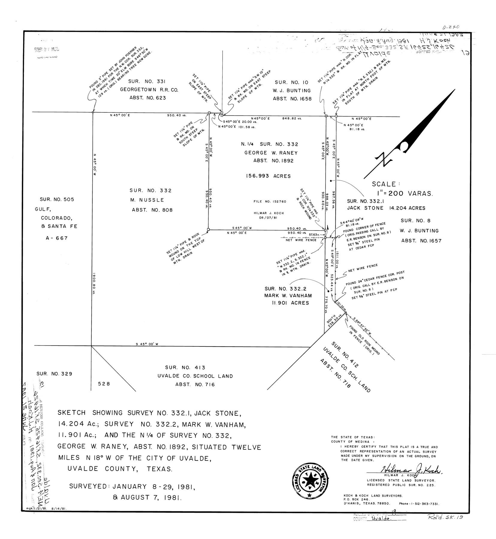 8103, Uvalde County Rolled Sketch 19, General Map Collection