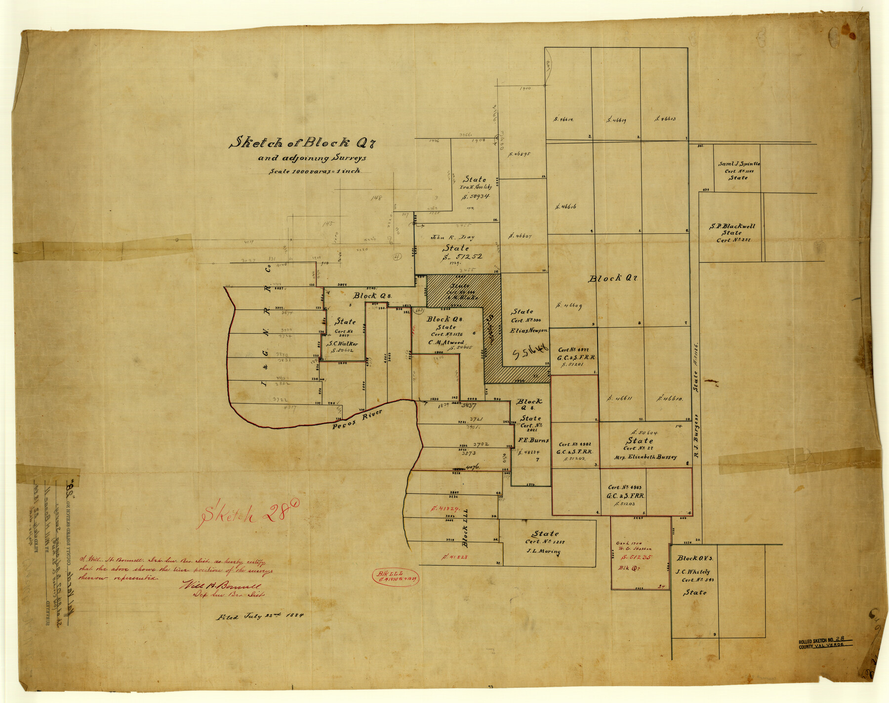 8110, Val Verde County Rolled Sketch 28, General Map Collection