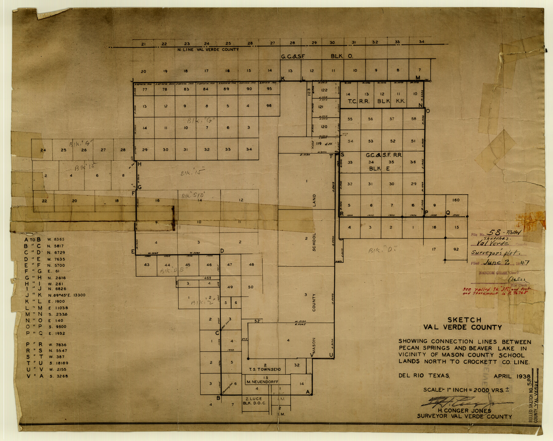 8126, Val Verde County Rolled Sketch 58, General Map Collection