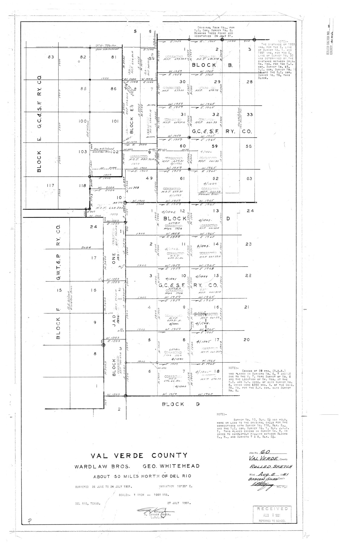 8127, Val Verde County Rolled Sketch 60, General Map Collection