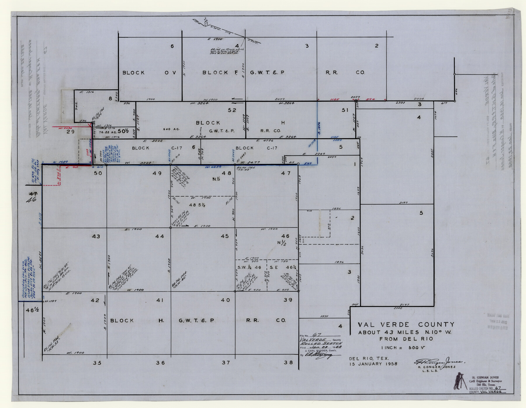 8130, Val Verde County Rolled Sketch 67, General Map Collection