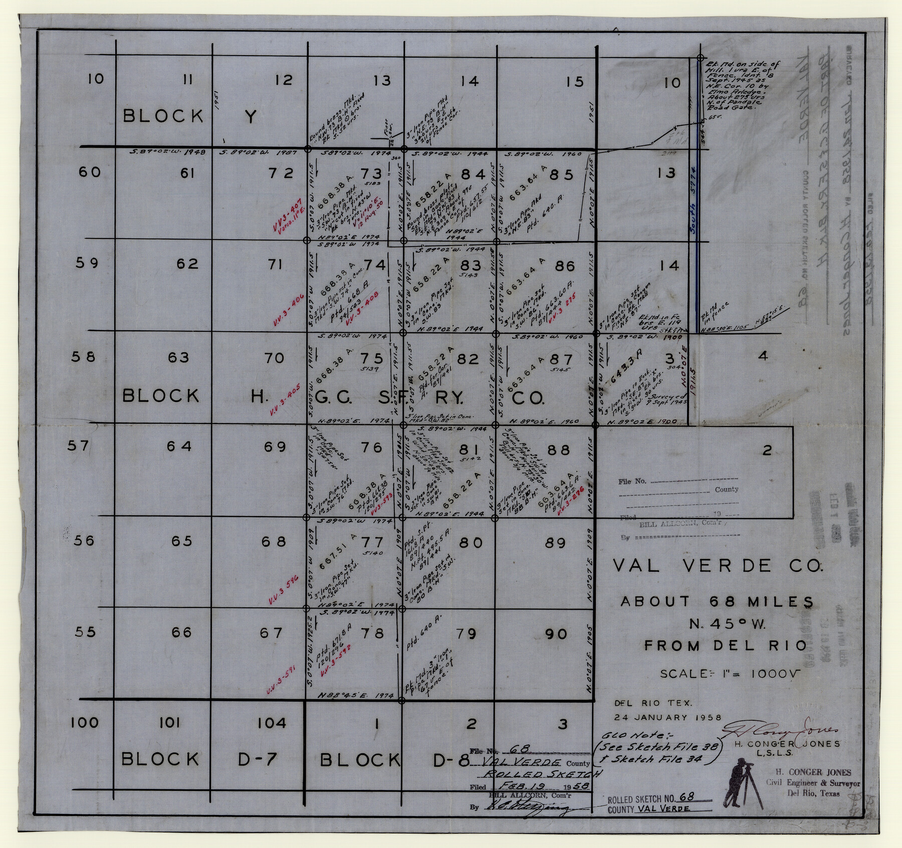 8131, Val Verde County Rolled Sketch 68, General Map Collection