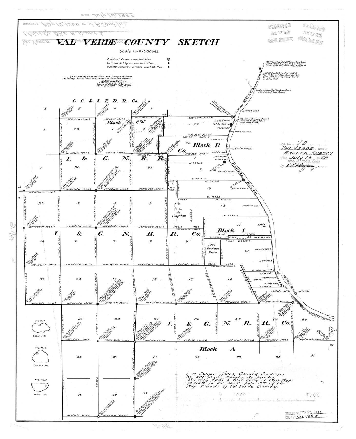 8132, Val Verde County Rolled Sketch 70, General Map Collection