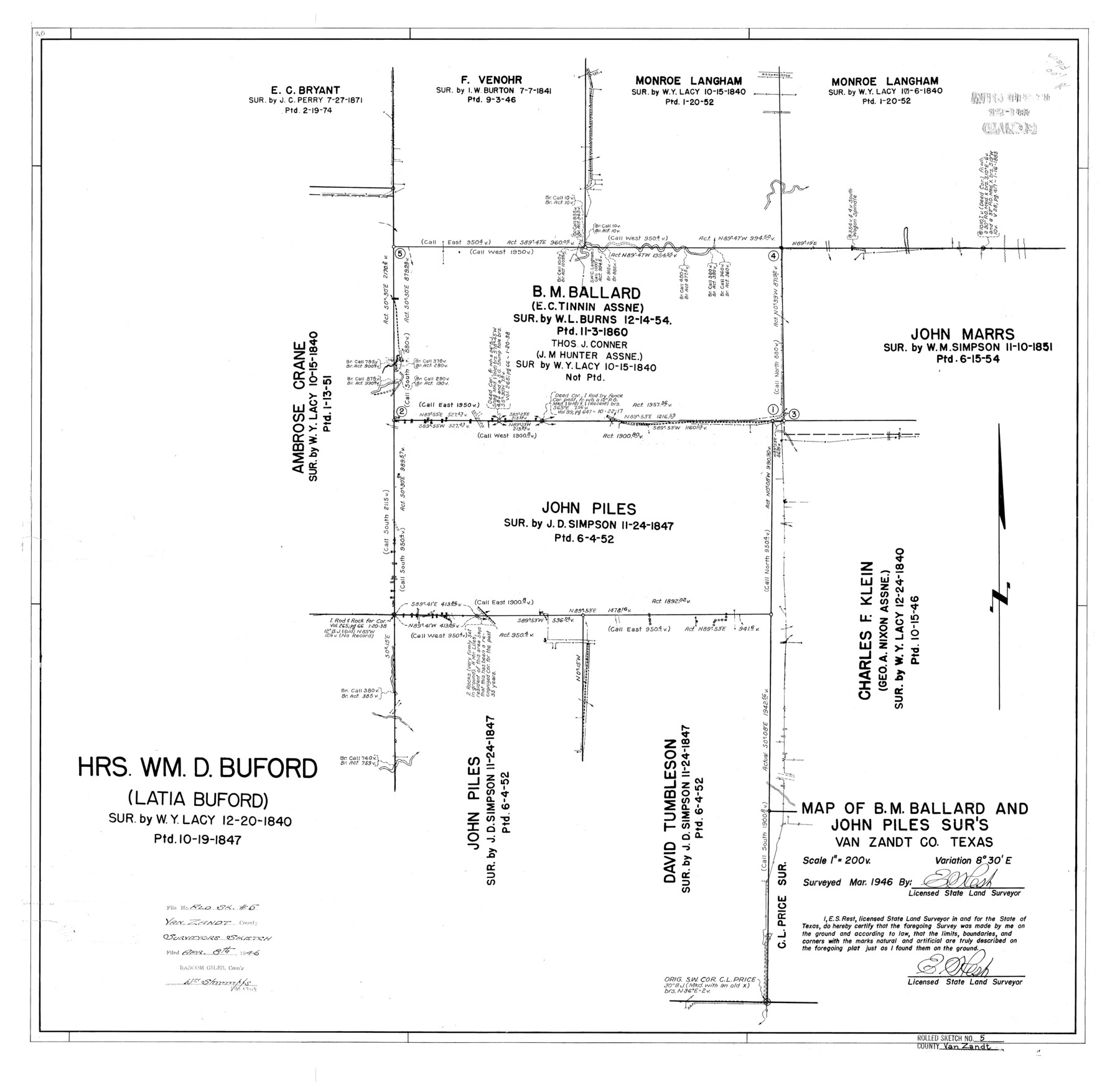 8146, Van Zandt County Rolled Sketch 5, General Map Collection