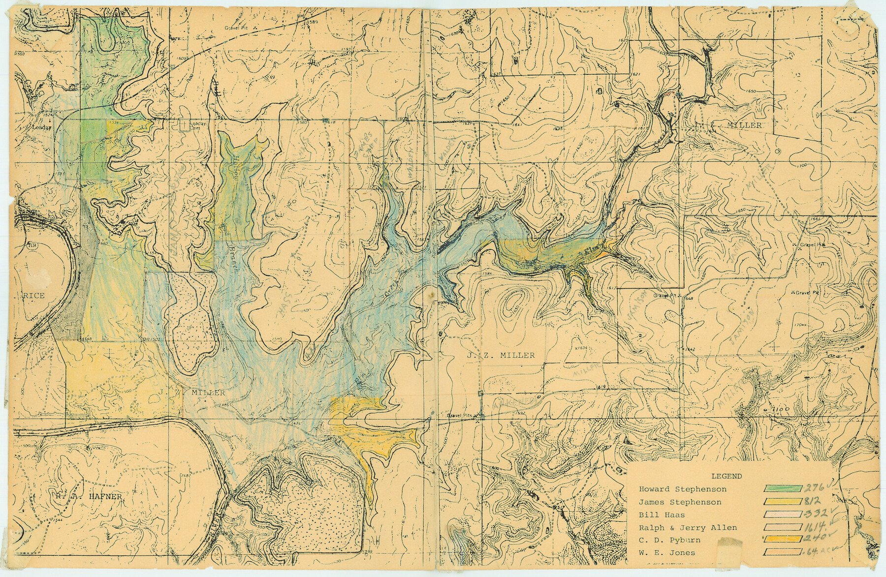 81515, [Topographical Map showing part of Miller Day Ranch in Southwest Part of Coleman County], General Map Collection