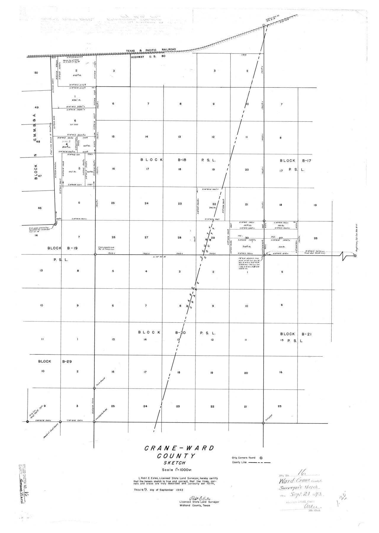 8159, Ward County Rolled Sketch 16, General Map Collection