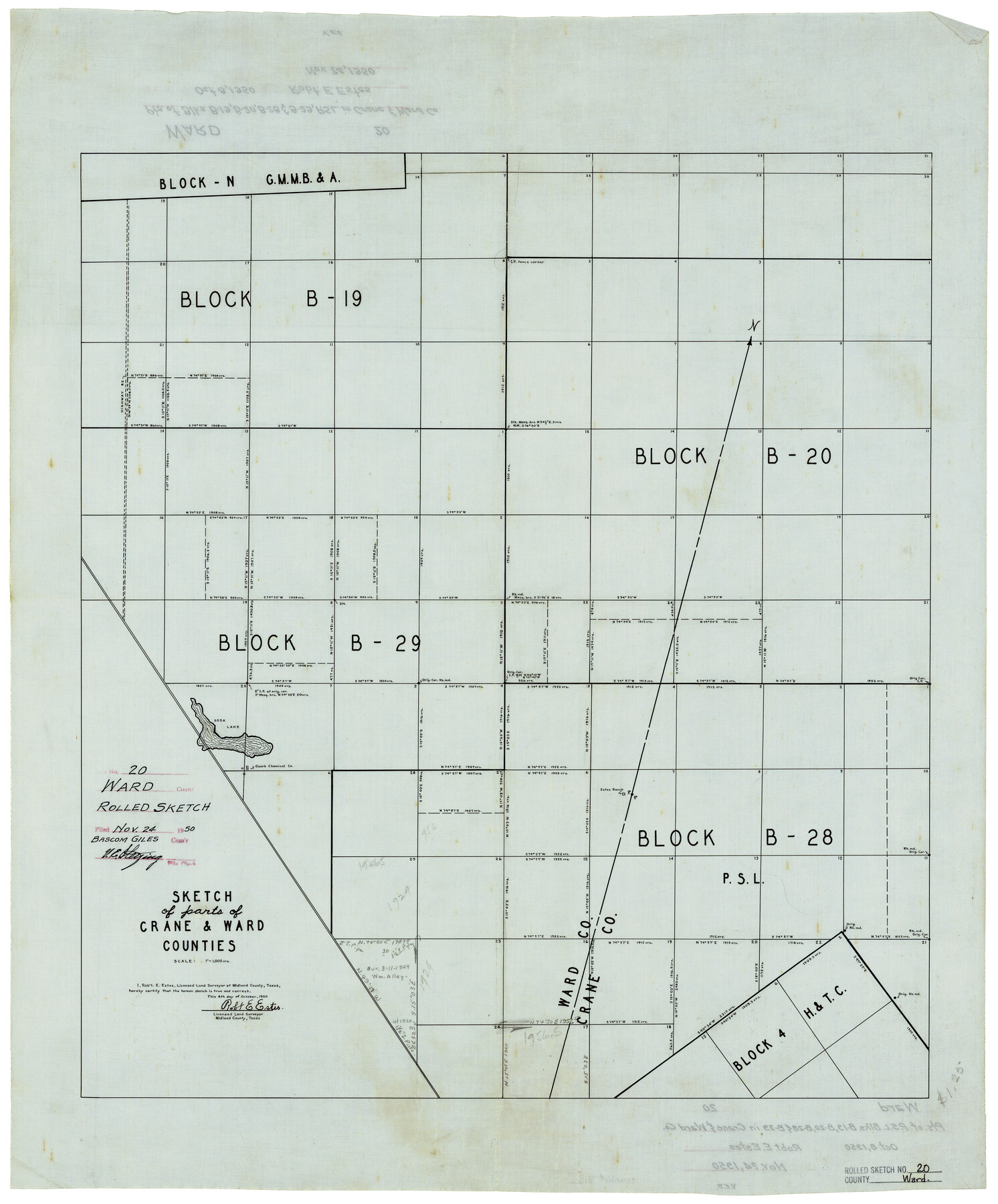 8162, Ward County Rolled Sketch 20, General Map Collection