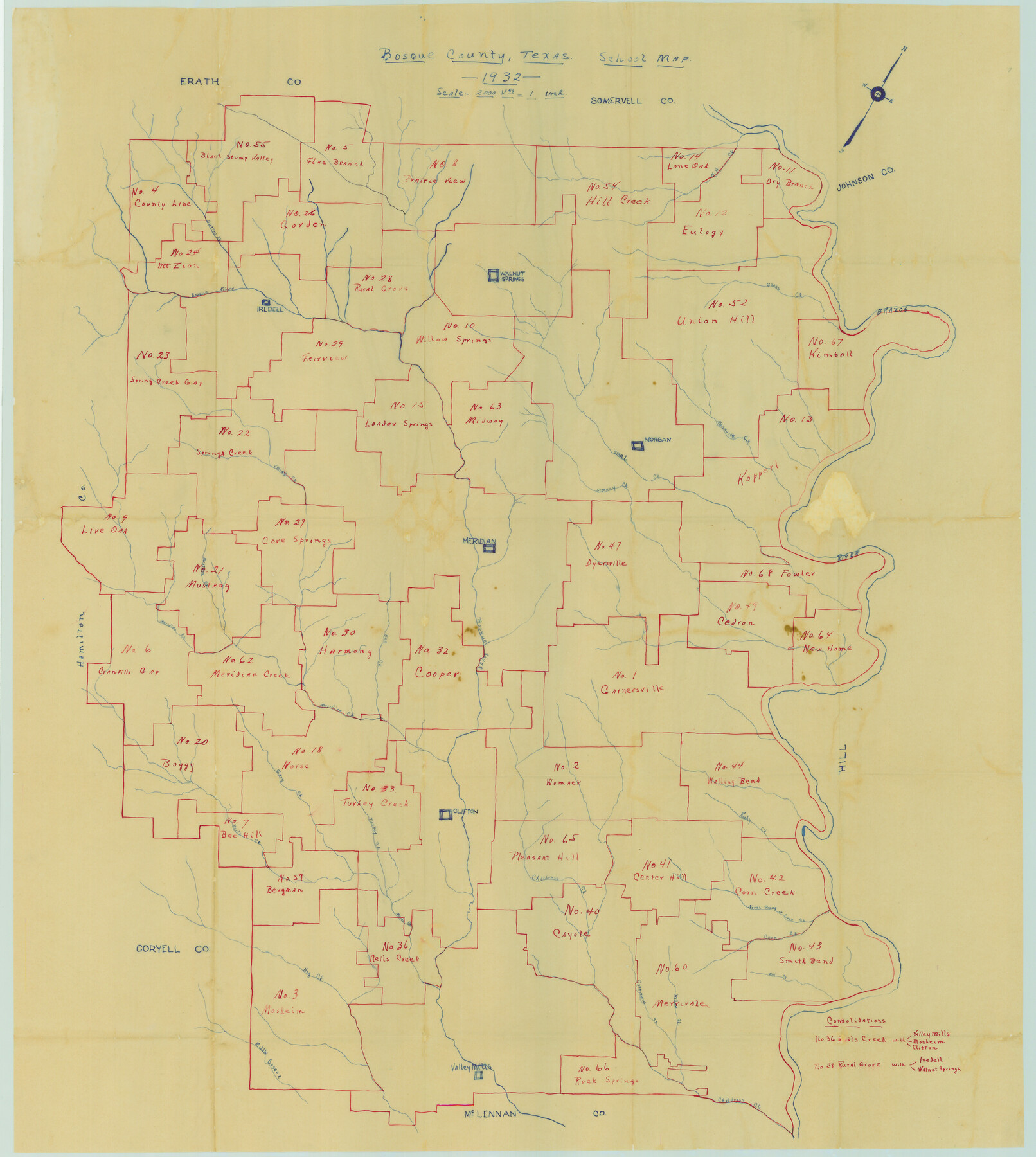 81918, Bosque County, Texas School Map, General Map Collection