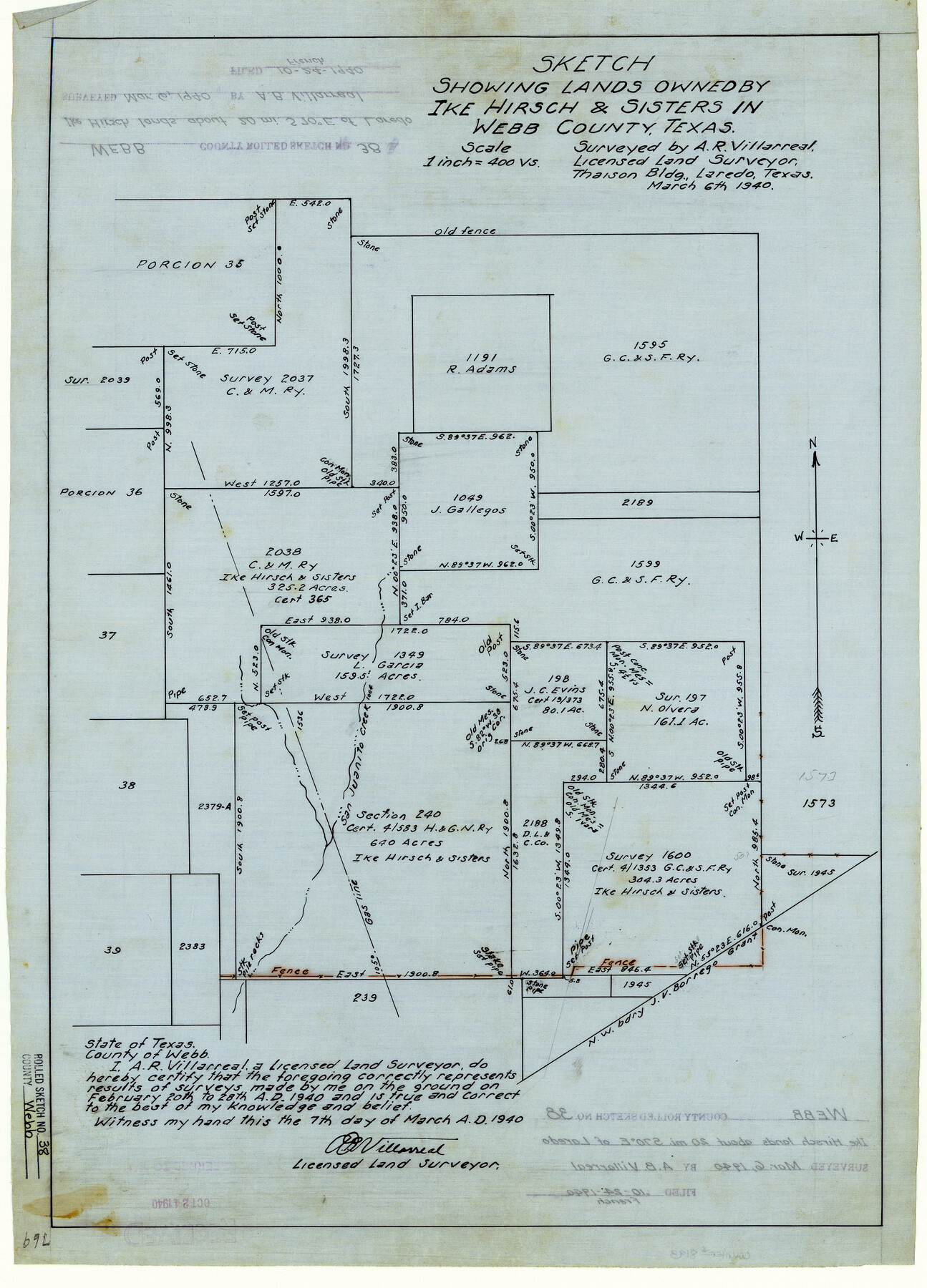 8193, Webb County Rolled Sketch 38, General Map Collection