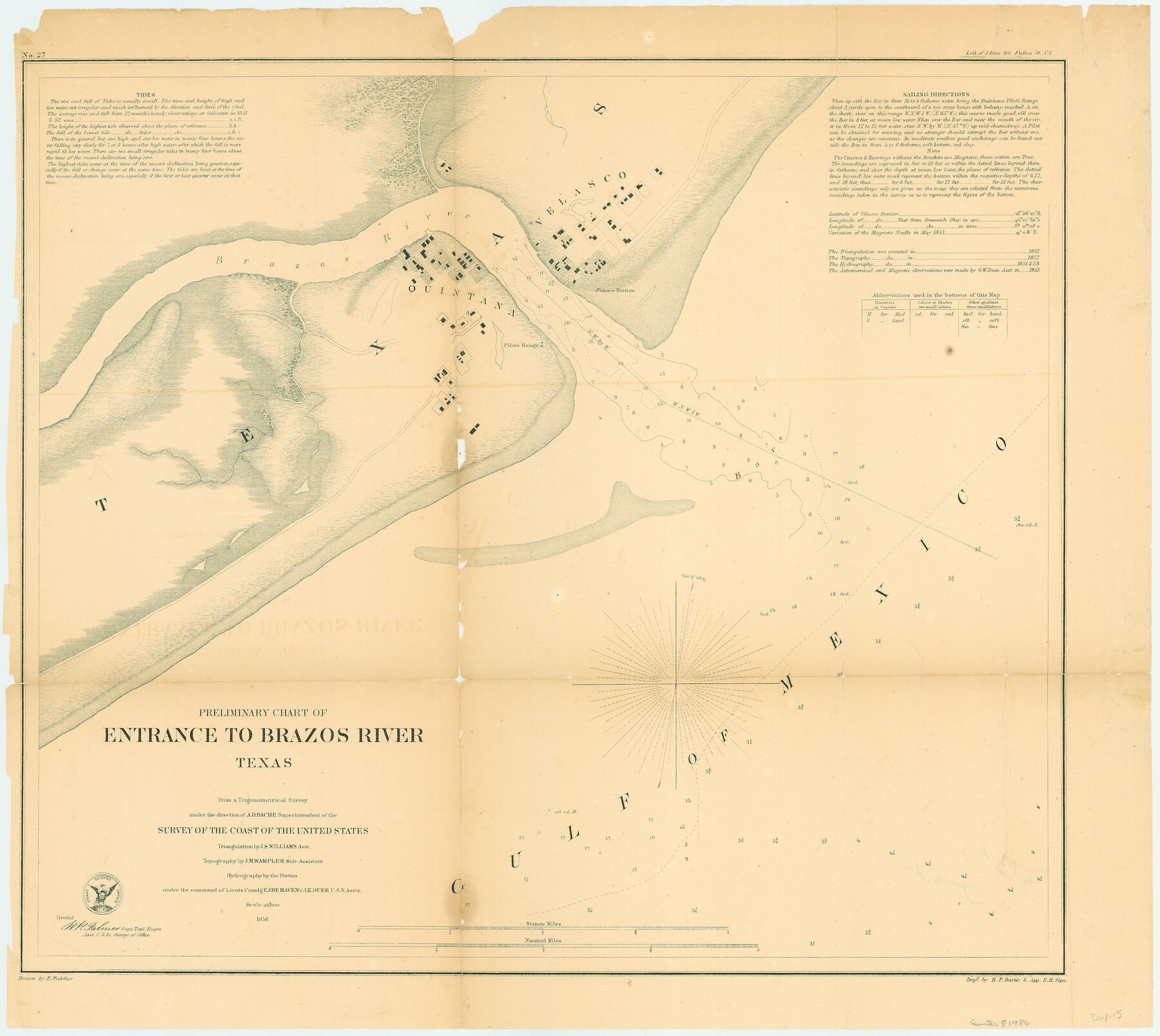 81986, Preliminary Chart of Entrance to Brazos River, Texas, General Map Collection