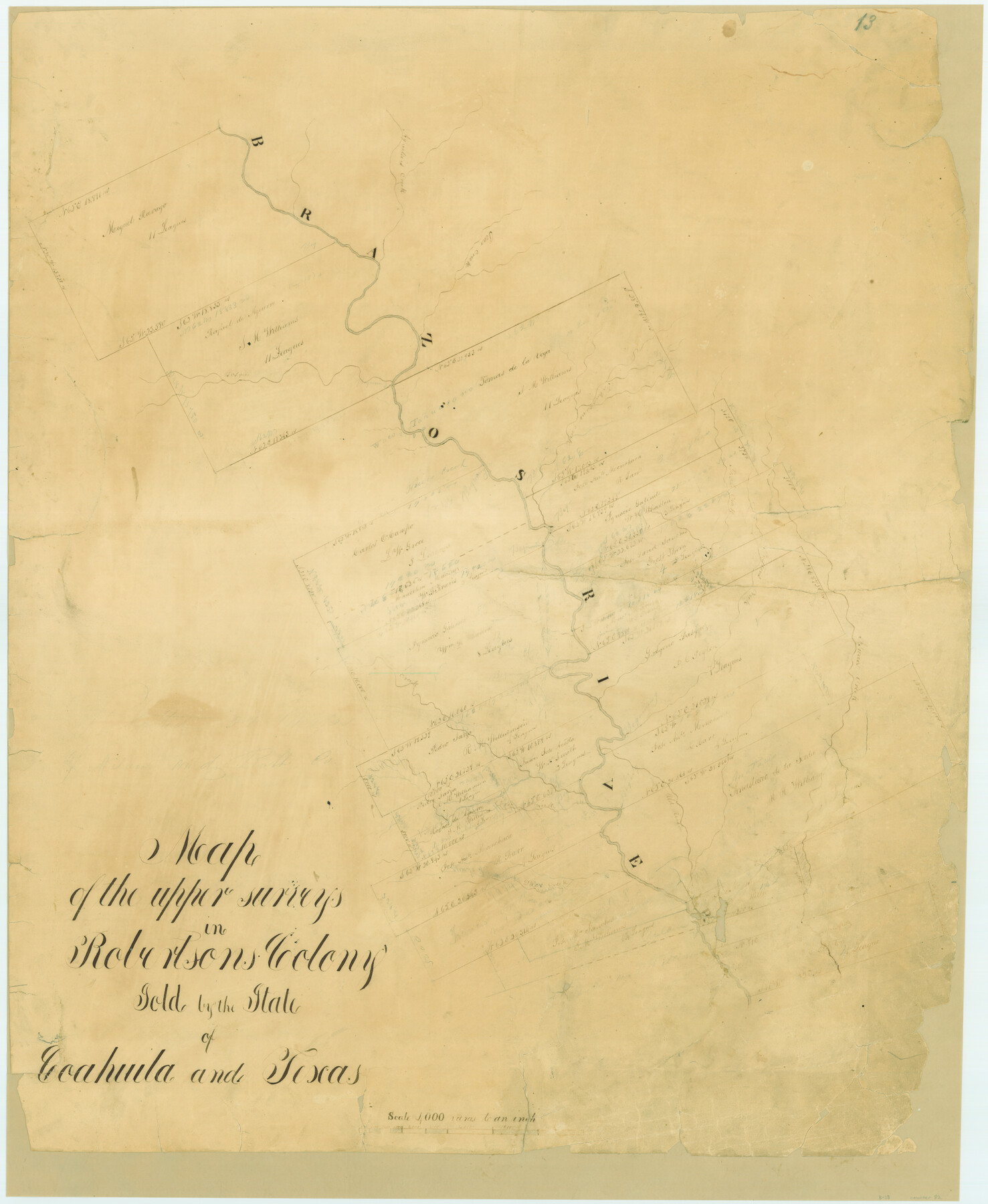 82, Map of the upper surveys in Robertson's Colony Sold by the State of Coahuila and Texas, General Map Collection