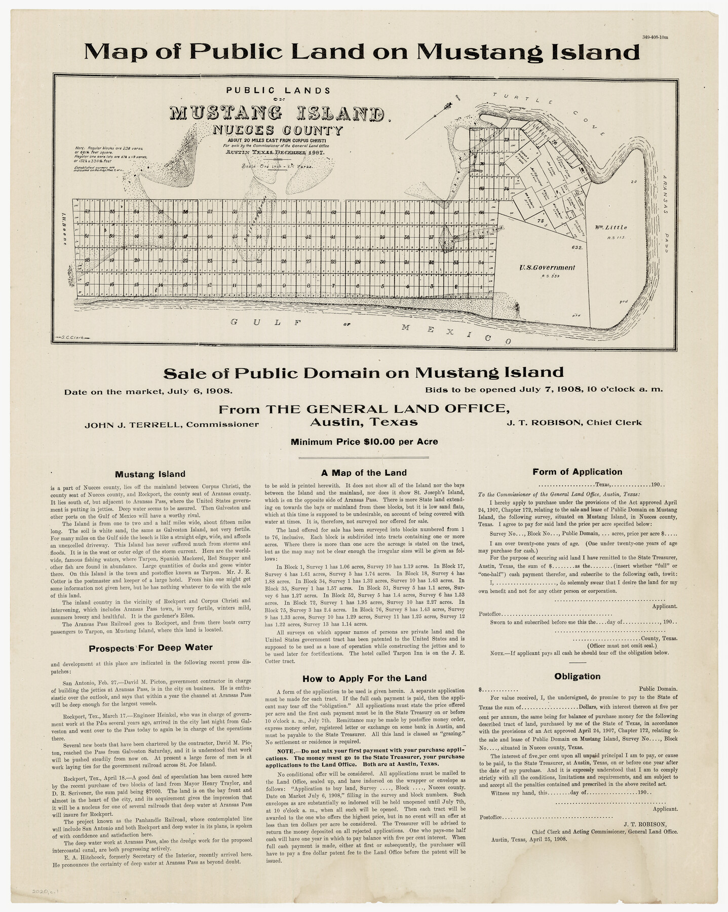 82315, Map of Public Land on Mustang Island, Maddox Collection