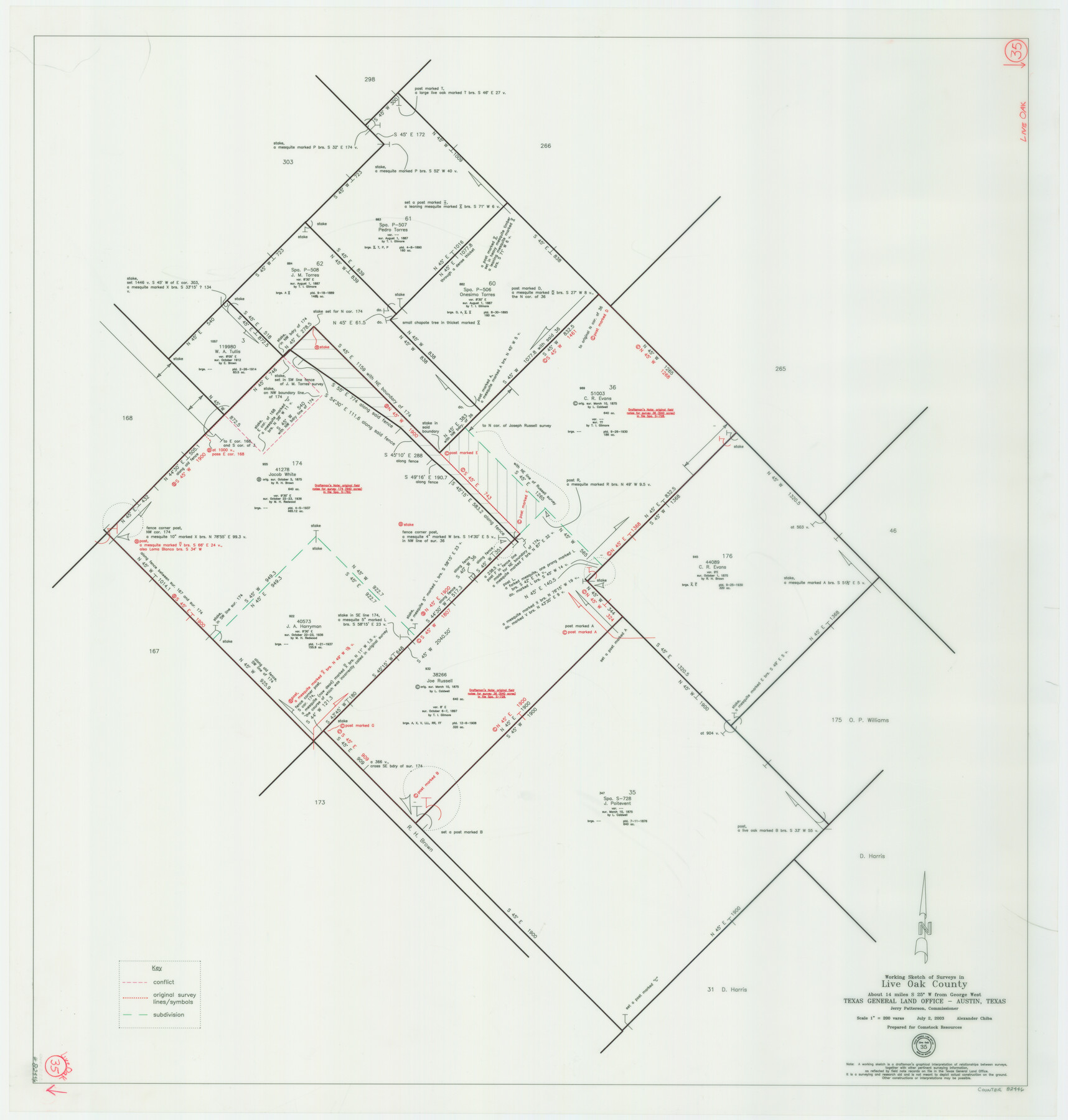 82446, Live Oak County Working Sketch 35, General Map Collection