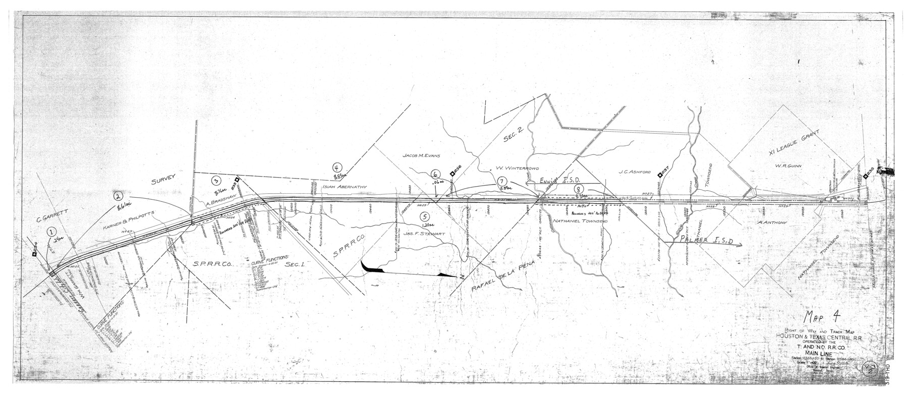 82859, Right of Way and Track Map - Houston & Texas Central R.R. operated by the T. and N. O. R.R. Co. - Main Line, General Map Collection