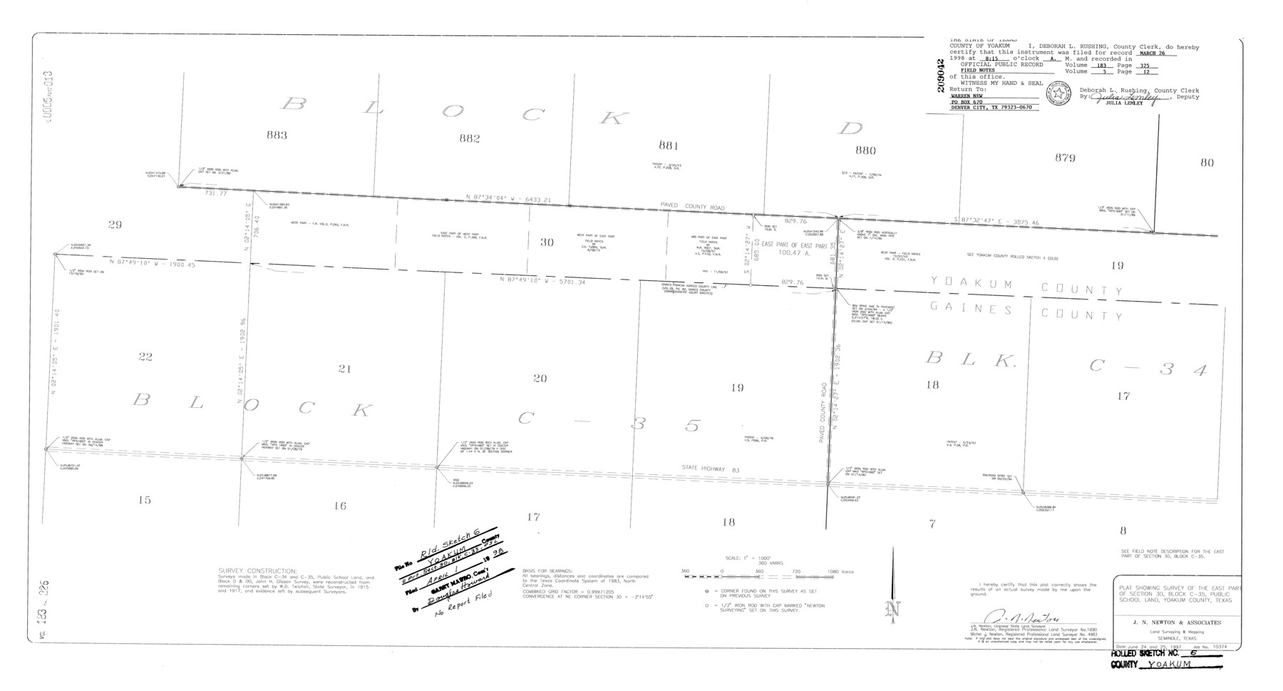 8291, Yoakum County Rolled Sketch 6, General Map Collection