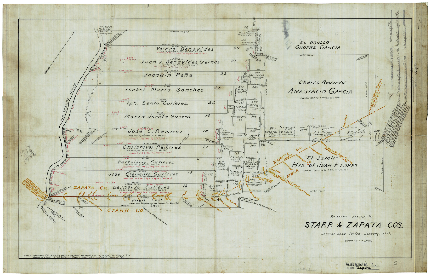 8308, Zapata County Rolled Sketch 7, General Map Collection
