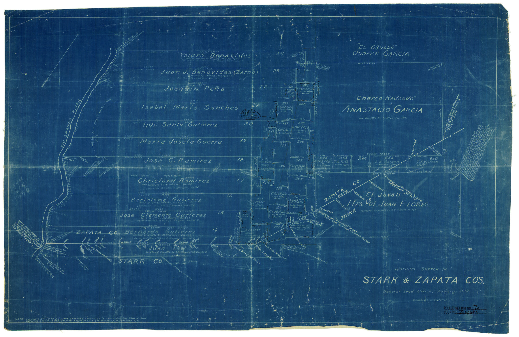 8309, Zapata County Rolled Sketch 7A, General Map Collection
