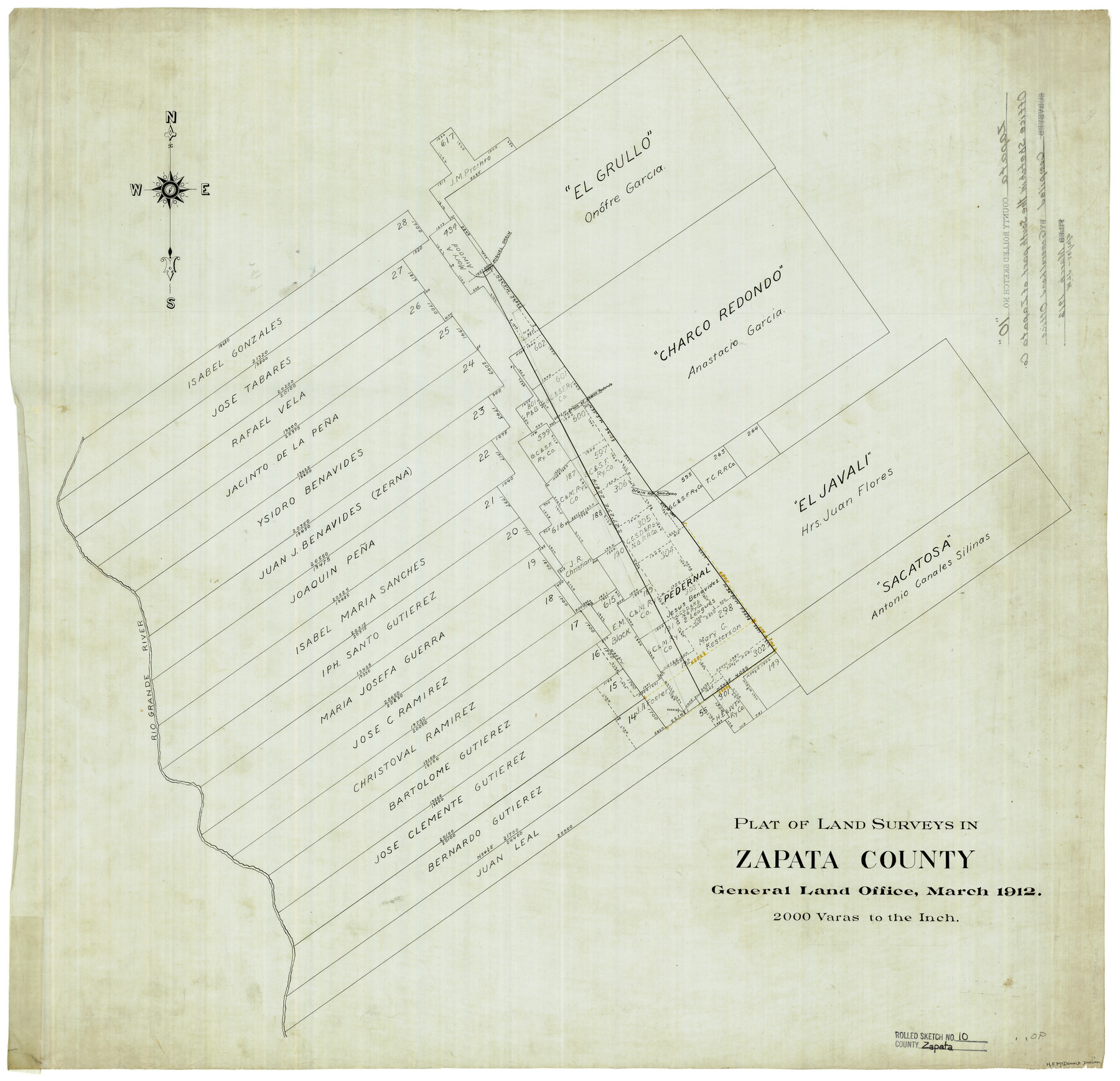 8311, Zapata County Rolled Sketch 10, General Map Collection

