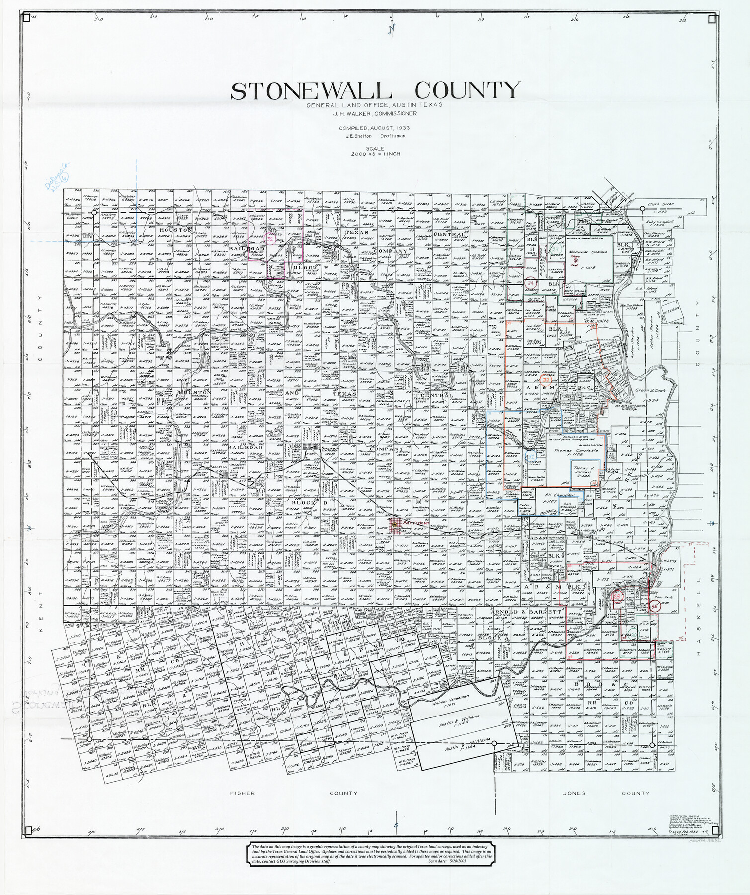 83172, Stonewall County Working Sketch Graphic Index - sheet B, General Map Collection