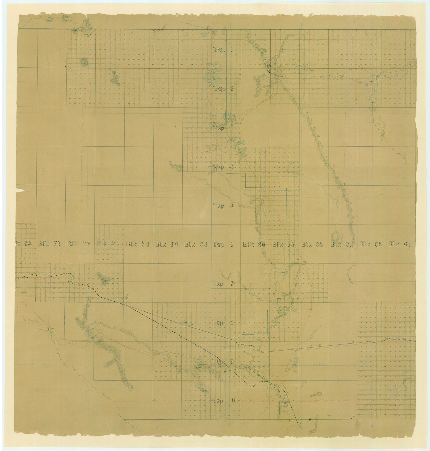 83560, 1882 Map of the Texas & Pacific R-Y Reserve, General Map Collection