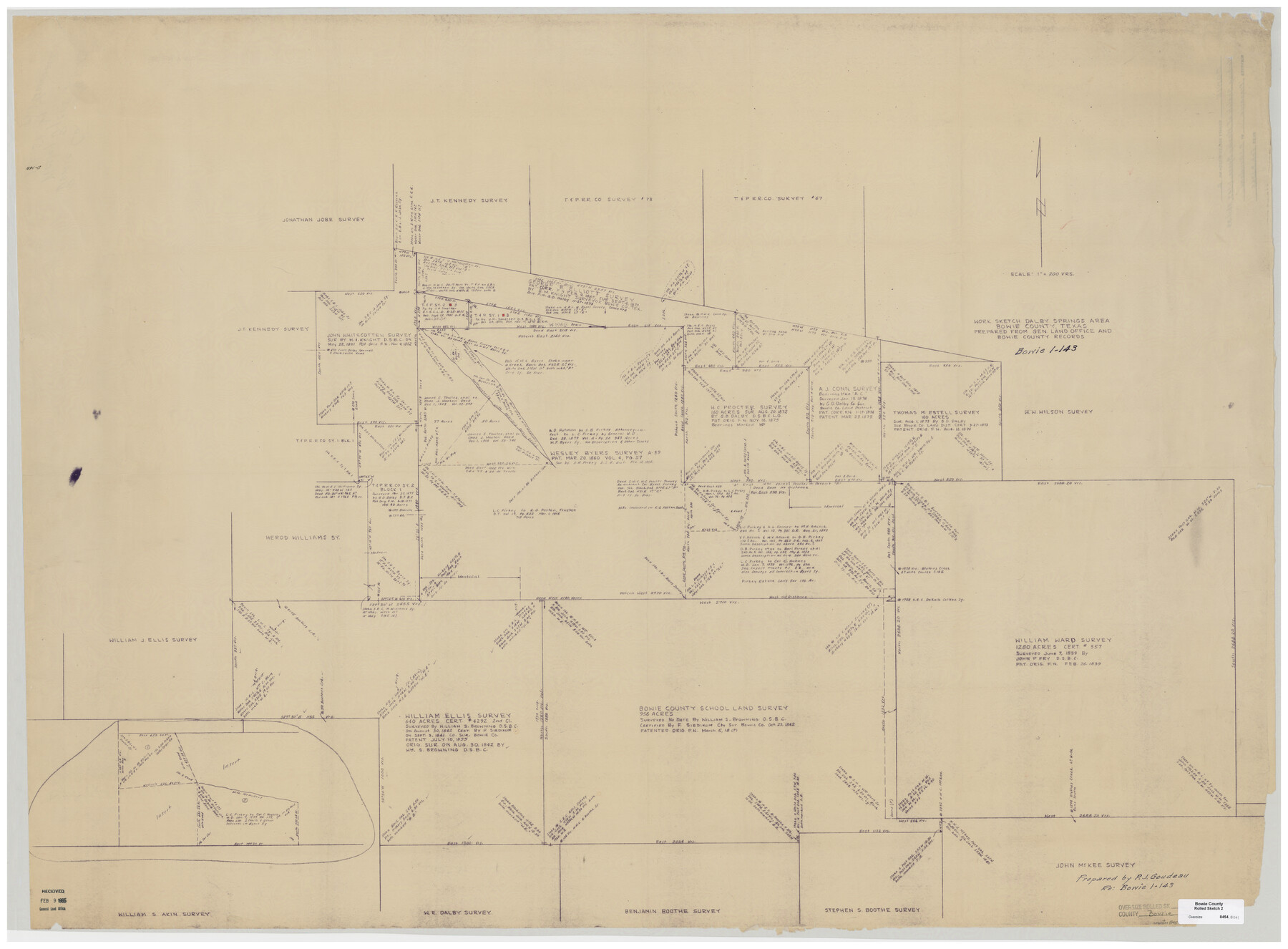8454, Bowie County Rolled Sketch 2, General Map Collection