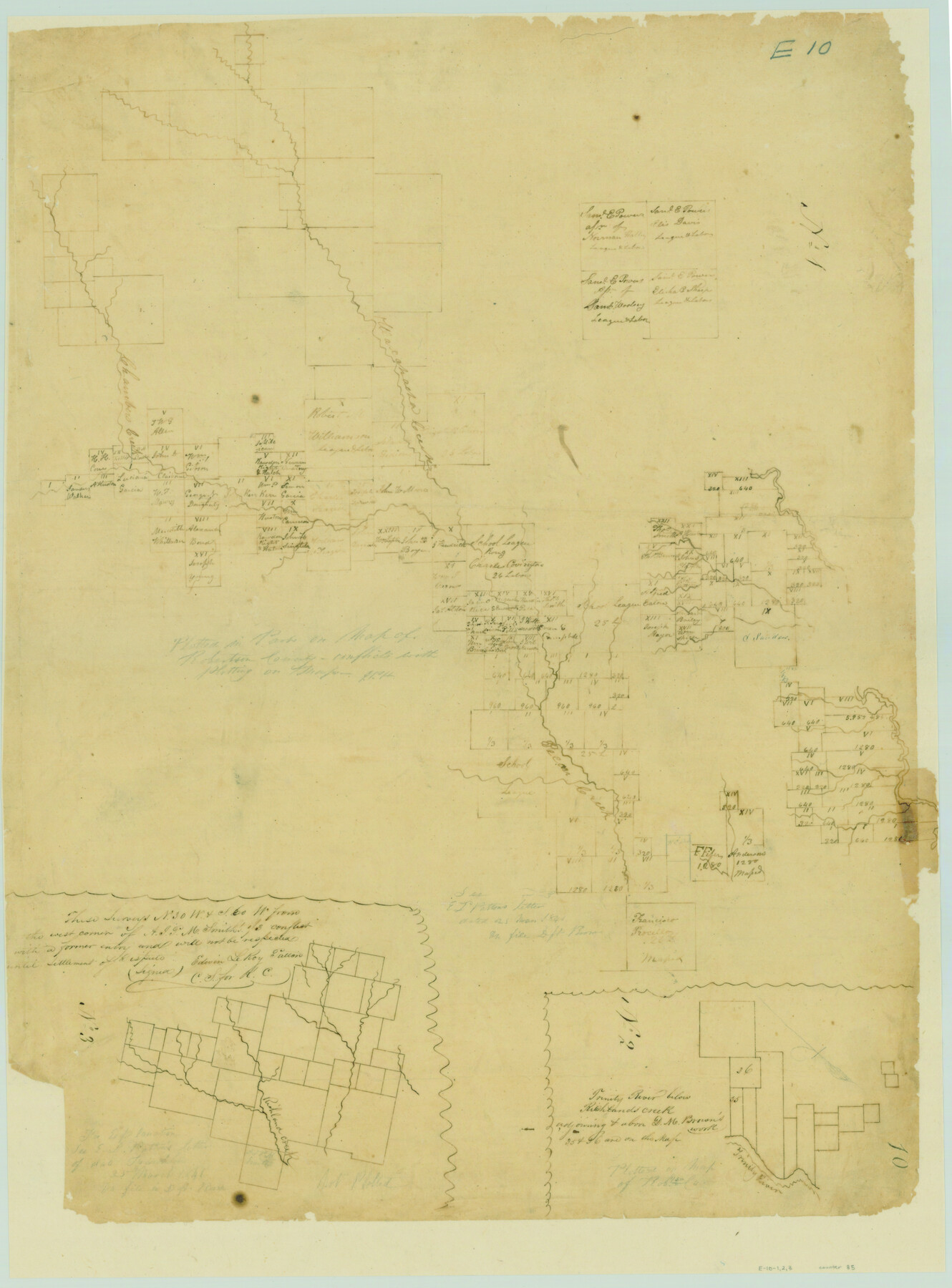 85, [Surveys along the Nacogdoches River, Richland Creek, and the Trinity River], General Map Collection