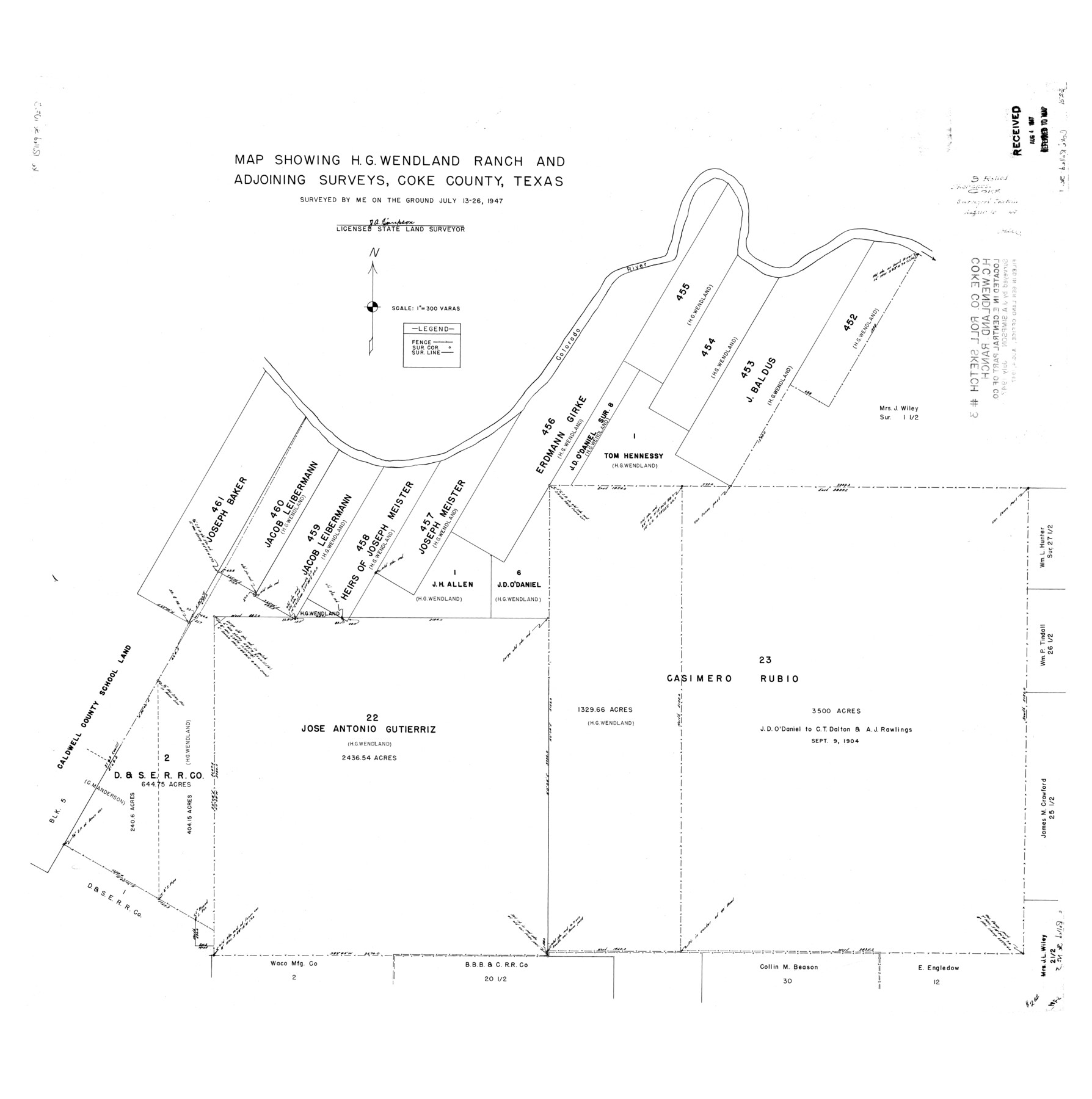 8623, Coke County Rolled Sketch 3, General Map Collection